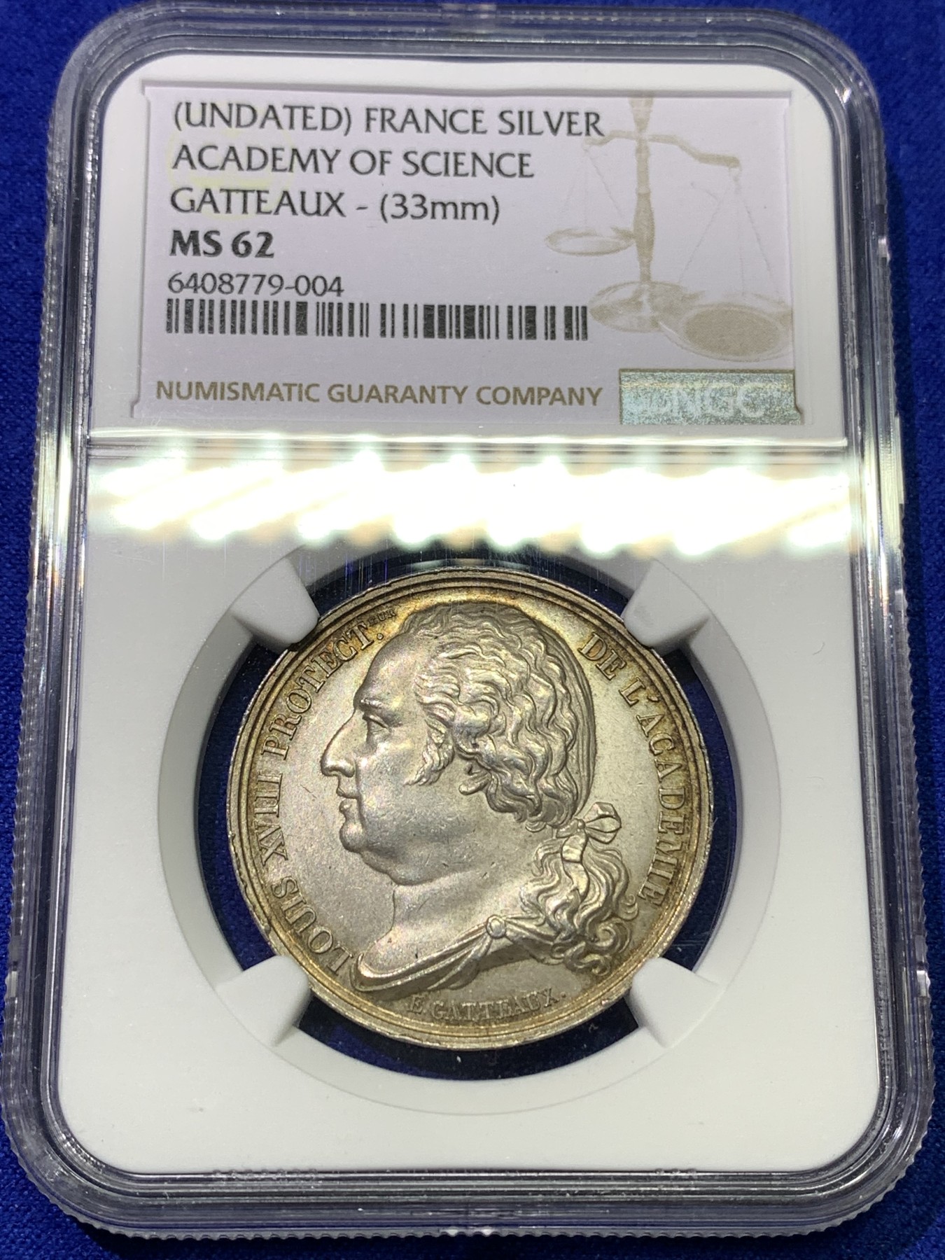 《竞宝斋》八角代币+章牌专场！第182场-周日，周一，周二 3场 (全场包邮) NGC-MS62 法国1808年路易十八 jeton银质代用币 这版式有原光深彩 非常漂亮