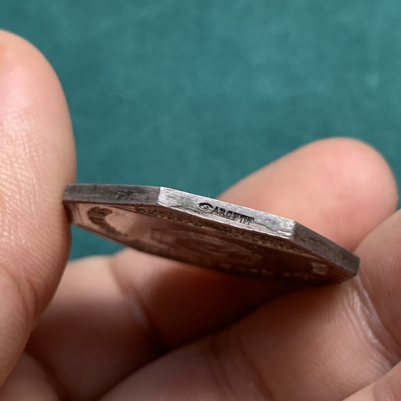 《竞宝斋》八角代币+章牌专场！第182场-周日，周一，周二 3场 (全场包邮) 法国桑斯地区公证人JETON银质八角代币，31.4mm，14.26克，手指边铭（1845-1860），法王圣路易半身像，高点俱在