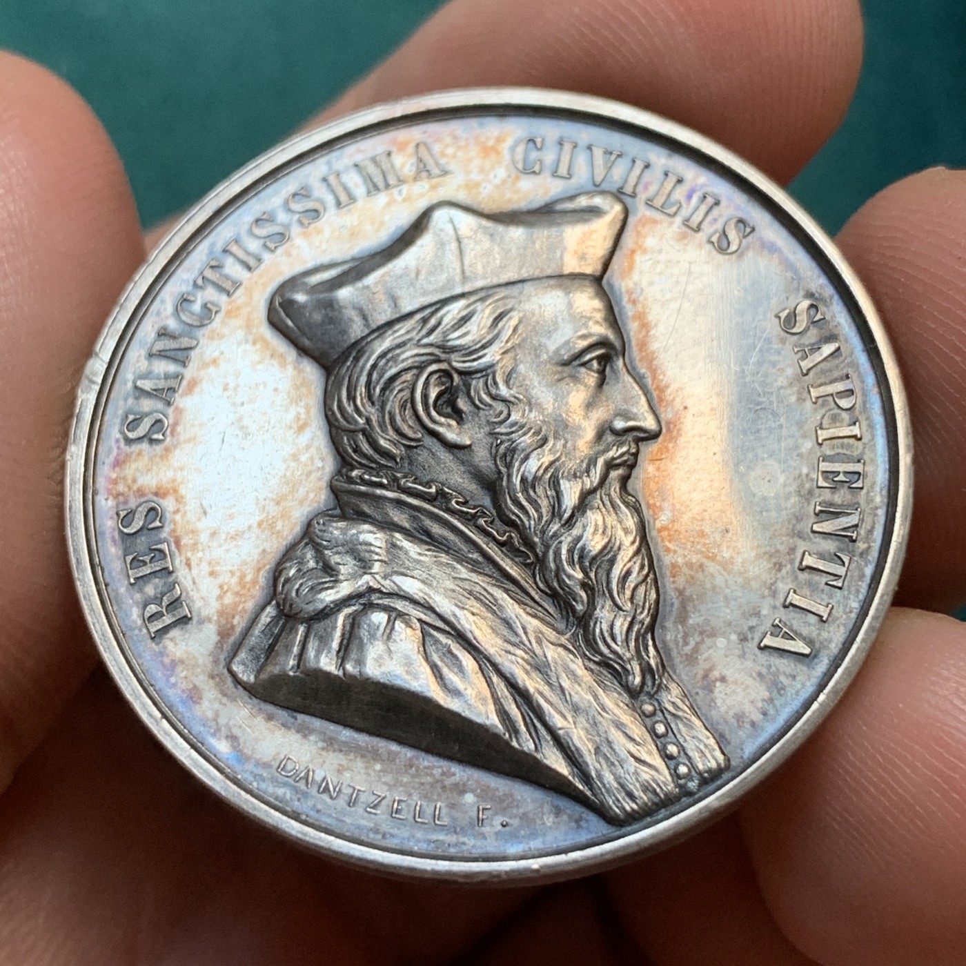 《竞宝斋》八角代币+章牌专场！第182场-周日，周一，周二 3场 (全场包邮) 法国银章，图卢兹立法学院，约瑟夫·丹泽尔半身像，17.39g，35mm，丰饶角边铭，