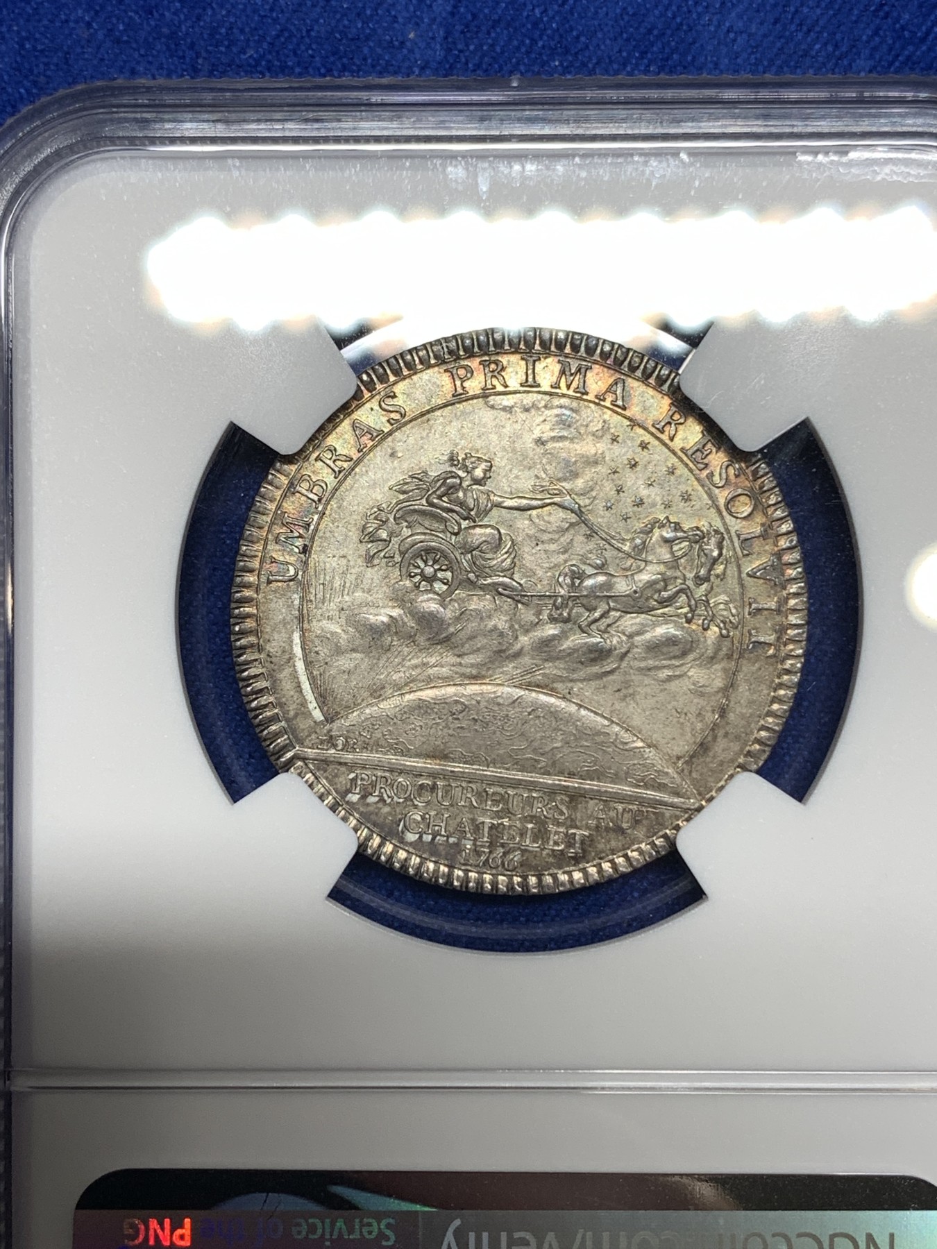 《竞宝斋》八角代币+章牌专场！第182场-周日，周一，周二 3场 (全场包邮) NGC-MS62 法国18世纪夏莱特检察官银质jeton，经典的天马行空设计