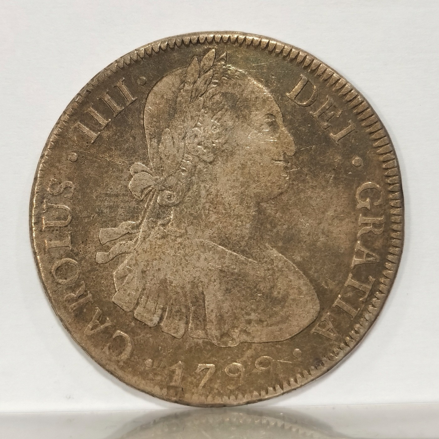 博洋堂世界钱币拍卖第034期（全场包邮） 五彩带光1799年西属玻利维亚卡四双柱