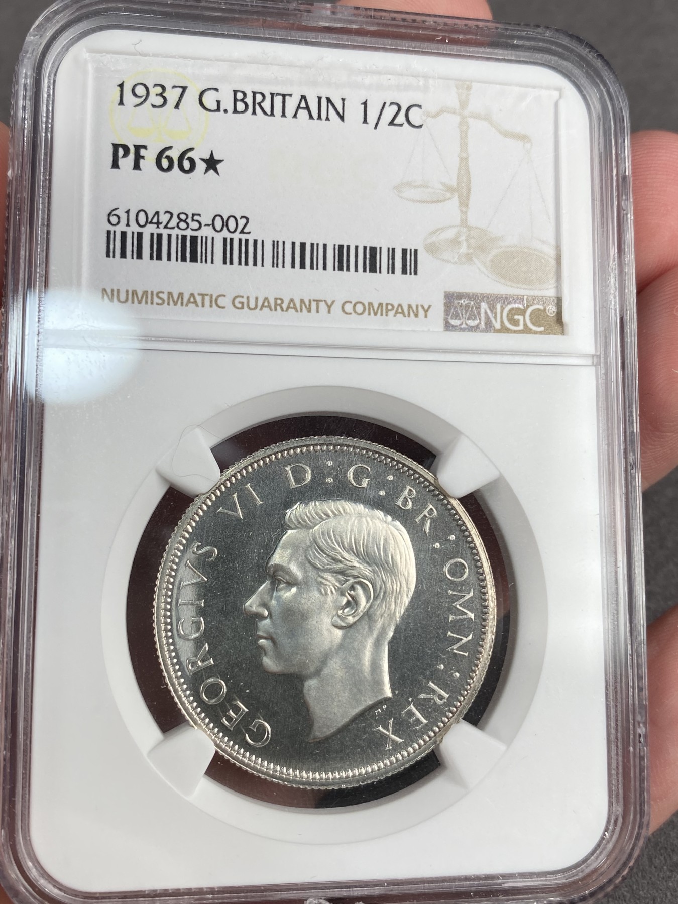 万国钱币拍卖第012期（视频直播专场） NGC PF66🌟 英国1937年乔治六世登基纪念半克朗，加星极难，完美品相。