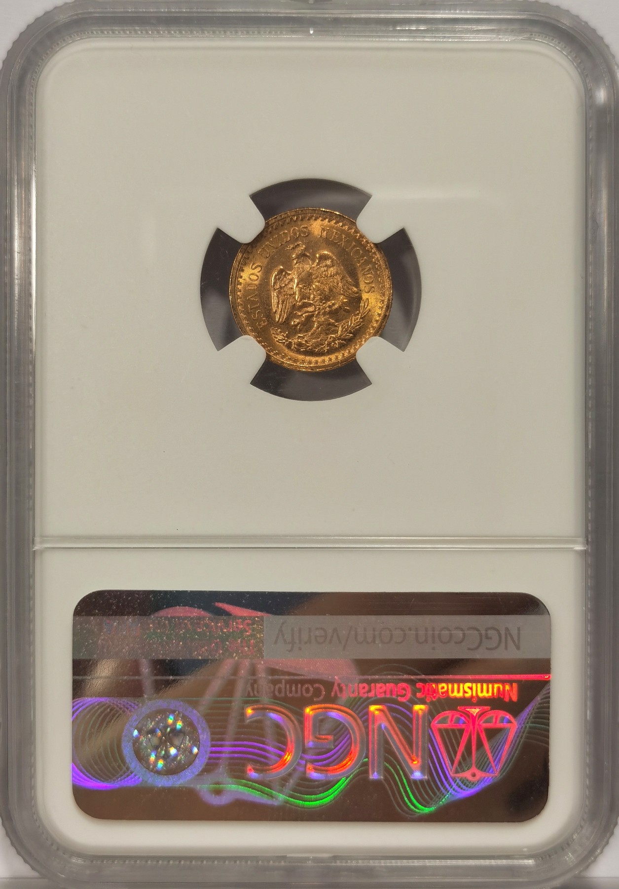 博洋堂世界钱币拍卖第034期（全场包邮） NGC MS66 1945年墨西哥2.5比索金币（2.1克900金）