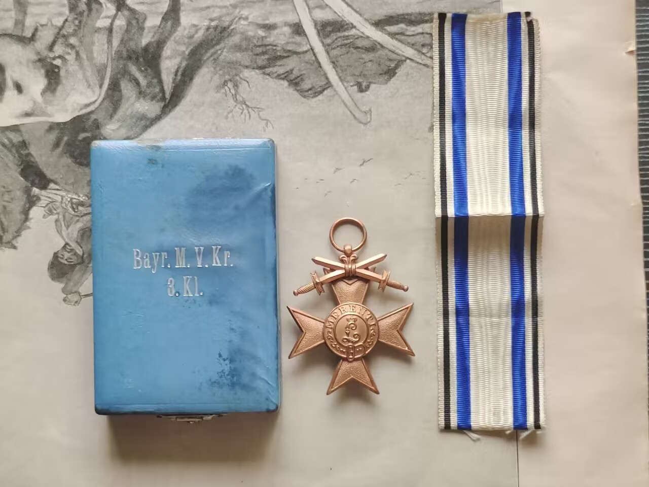 老威廉第三次麦稀奇拍卖 帝德巴伐利亚MVK3带盒，剑打D标，长绶带