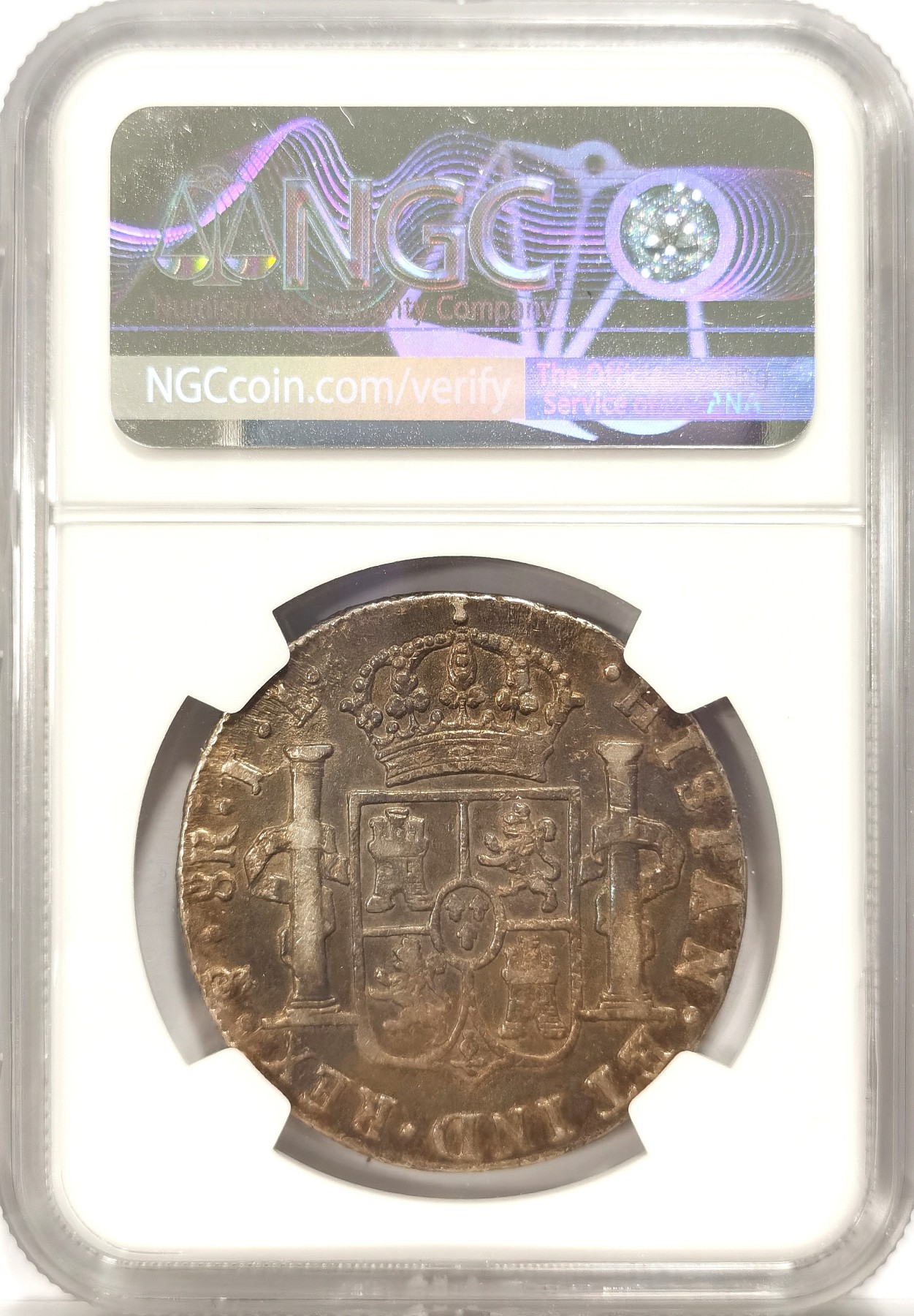 博洋堂世界钱币拍卖第034期（全场包邮） NGC VFD 西属玻利维亚1825年费七关门双柱银币