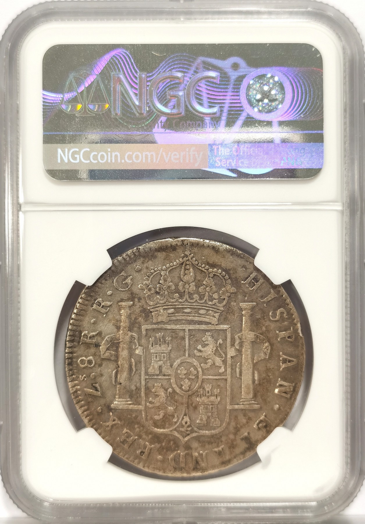 博洋堂世界钱币拍卖第034期（全场包邮） NGC VFD 西属墨西哥1821年费七内战版双柱银币