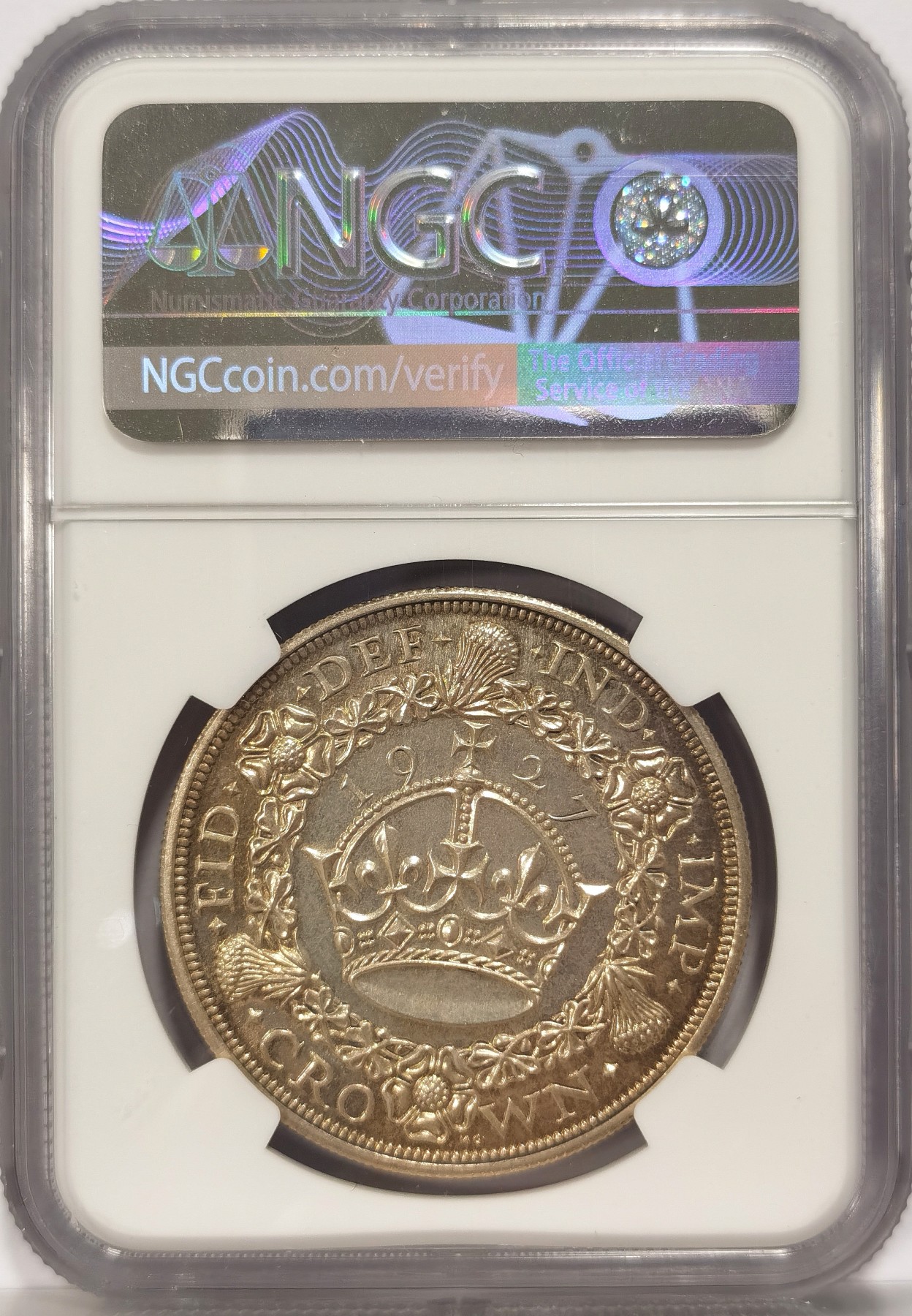 博洋堂世界钱币拍卖第034期（全场包邮） NGC PF63 1927年英国乔治五世花冠1克朗精制大银币，车轮光
