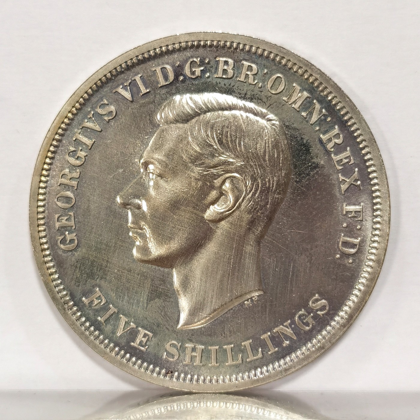 博洋堂世界钱币拍卖第034期（全场包邮） 英国1951年乔治六世最后的马剑克朗镍马剑 带红盒原盒及证书