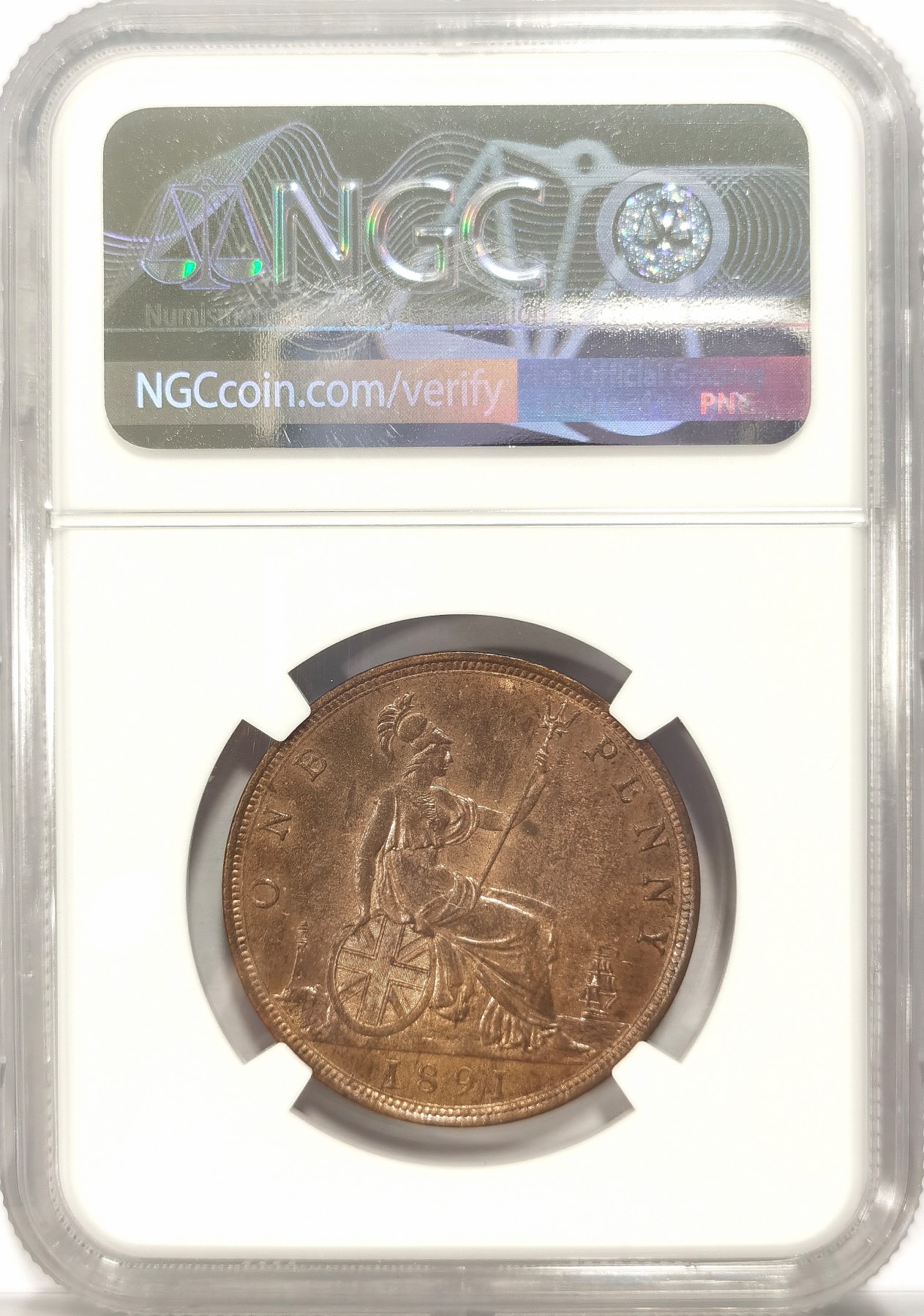 博洋堂世界钱币拍卖第034期（全场包邮） NGC MS64RB 英国1891年1便士