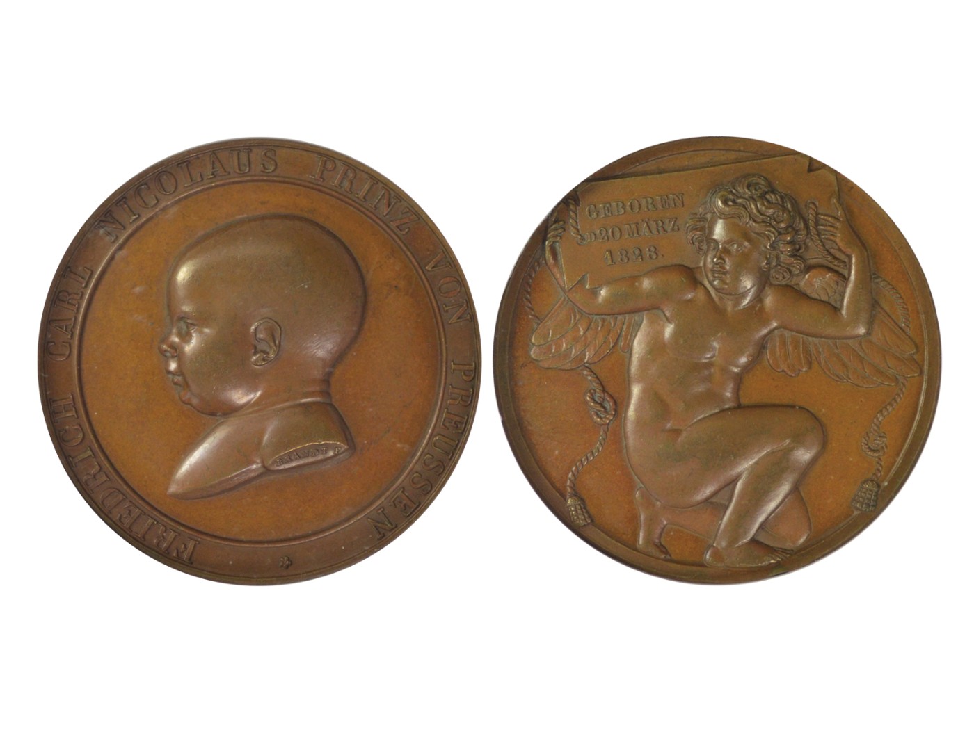 冠军2023年7月麦稀奇拍卖 1828年德国王子诞辰铜章，HENCKEL-2454，NGC MS63 BN，华人家族藏品