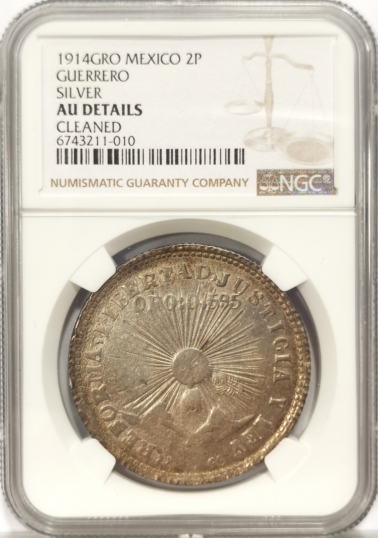 博洋堂世界钱币拍卖第034期（全场包邮） NGC AUD 墨西哥1914年革命时期太阳公公2比索含金银币