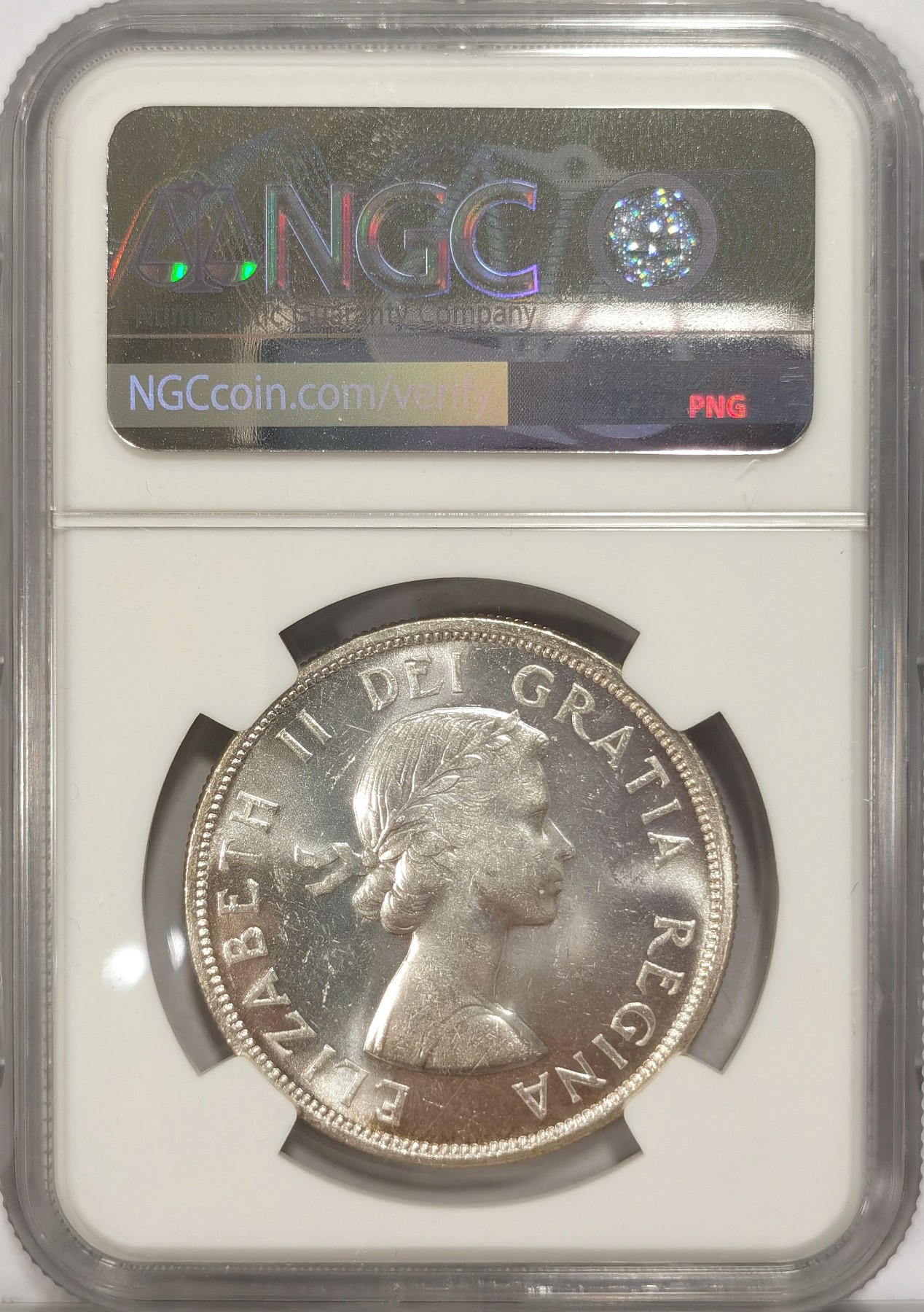 博洋堂世界钱币拍卖第034期（全场包邮） NGC MS63 加拿大1961年伊丽莎白二世1元银币 划船图案 原光BU品相