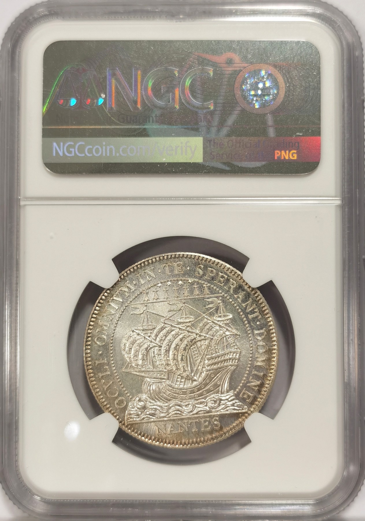 博洋堂世界钱币拍卖第034期（全场包邮） NGC MS66 法国19世纪南特商会纪念银章