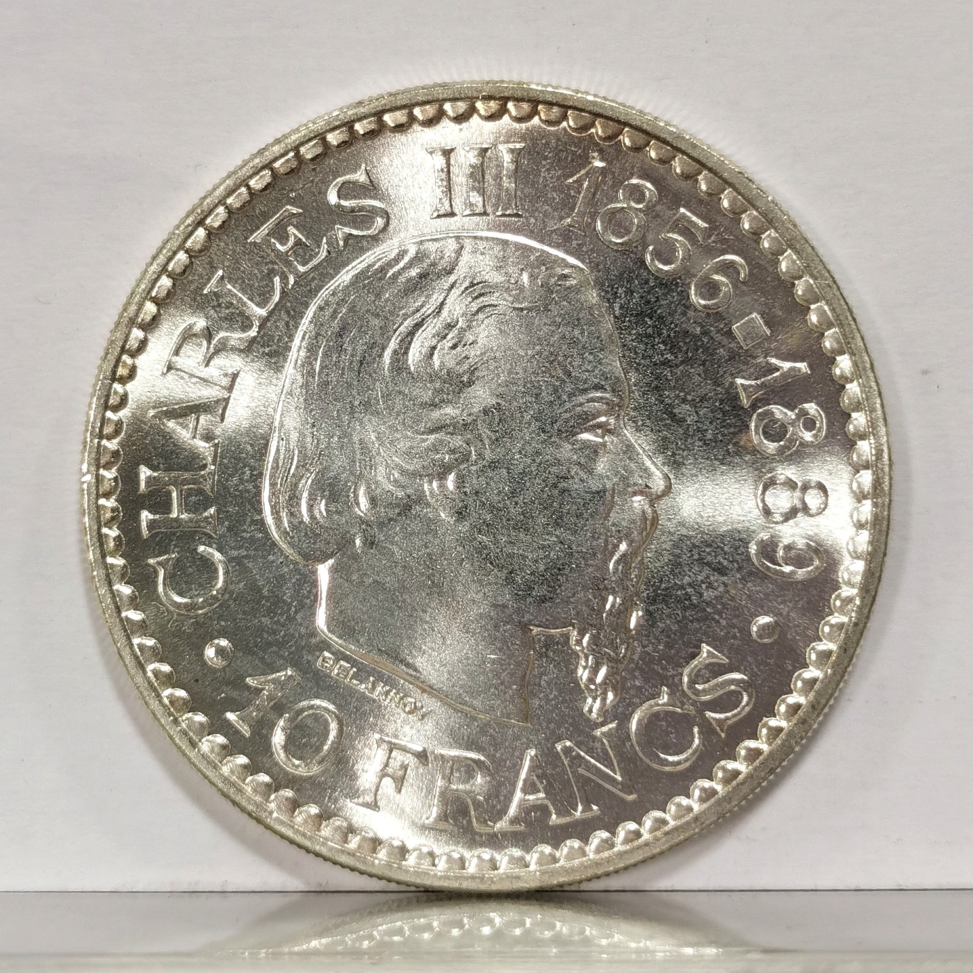 博洋堂世界钱币拍卖第034期（全场包邮） 1966摩纳哥查理登基110周年10法郎