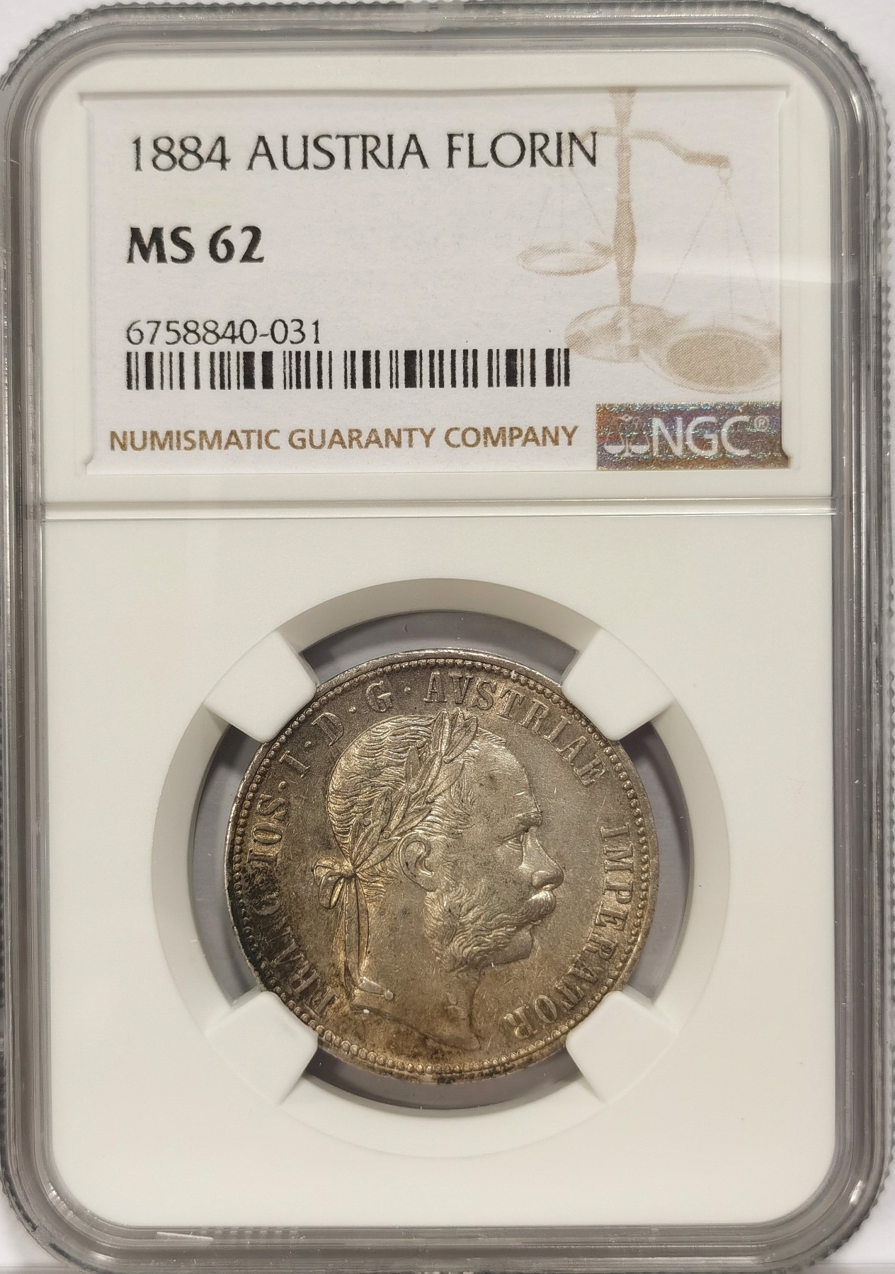 博洋堂世界钱币拍卖第034期（全场包邮） NGC MS62 奥地利1884年佛罗林银币