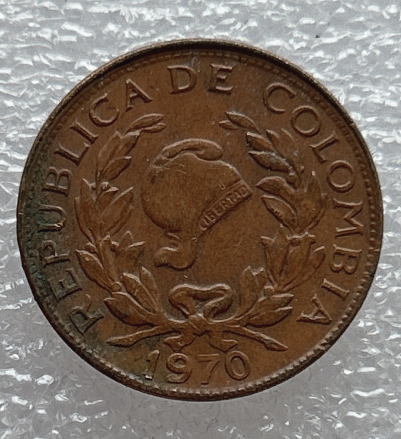 全场一元起拍 世界钱币散币场 第6期 哥伦比亚1970年自由帽5分铜币