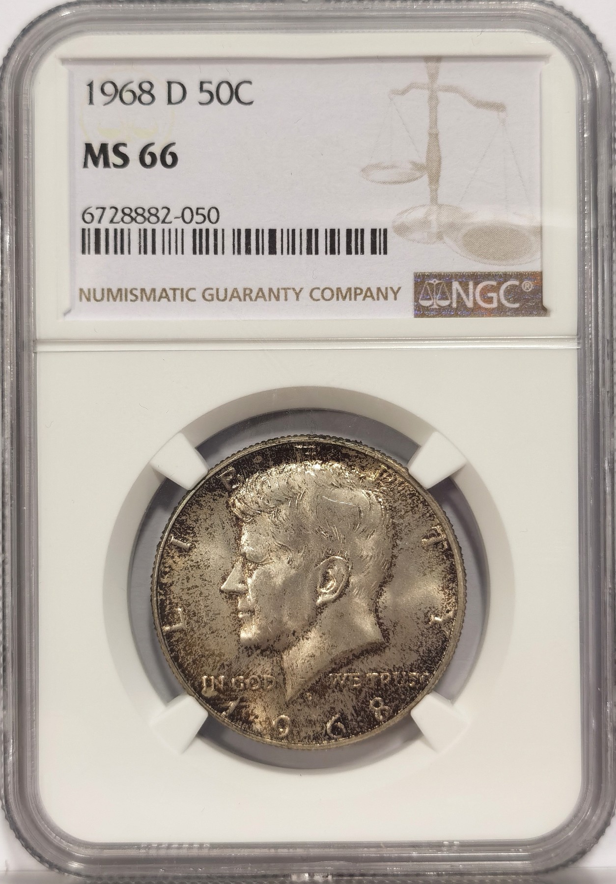 博洋堂世界钱币拍卖第034期（全场包邮） NGC MS66 美国1968年肯尼迪半美元银币，原味高分