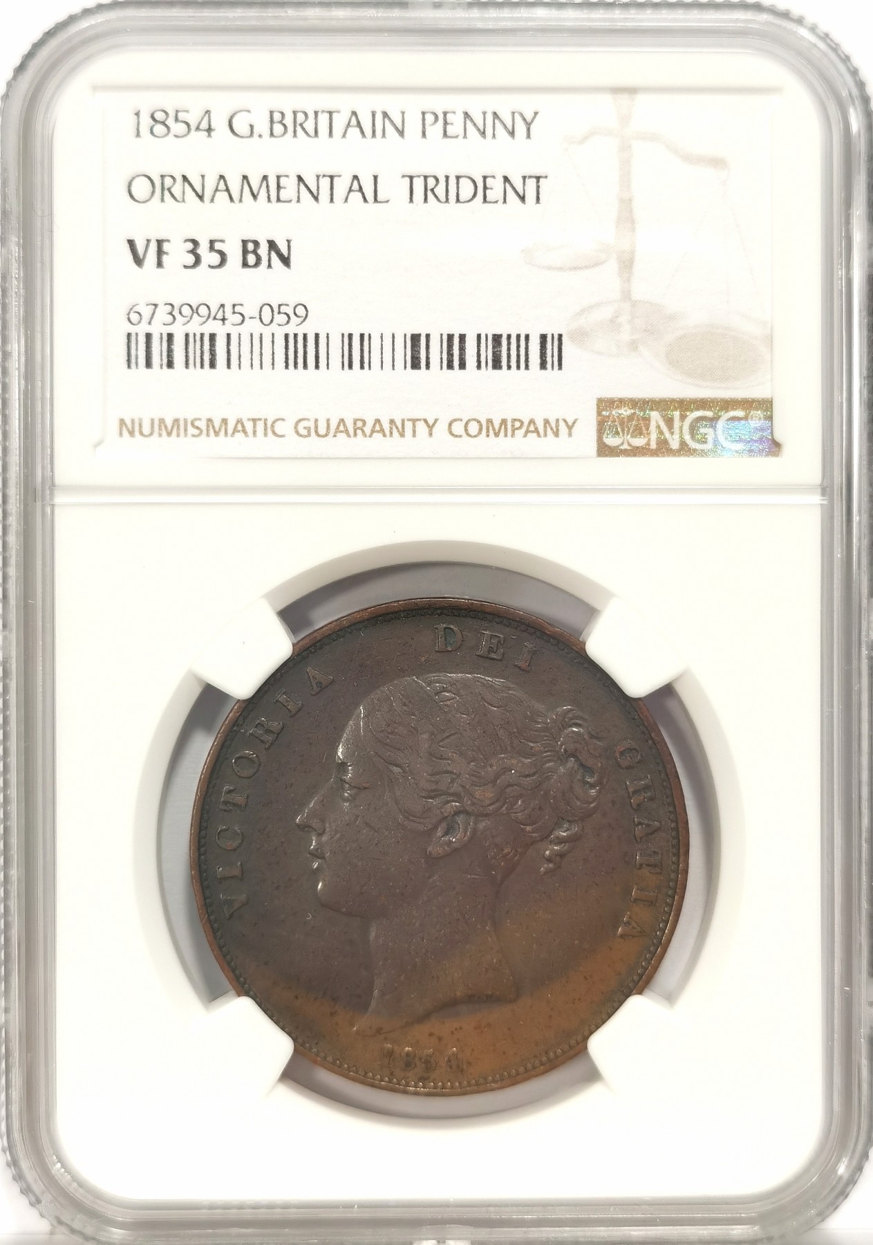 博洋堂世界钱币拍卖第034期（全场包邮） NGC VF35BN 英国1854年小维早期便士大铜