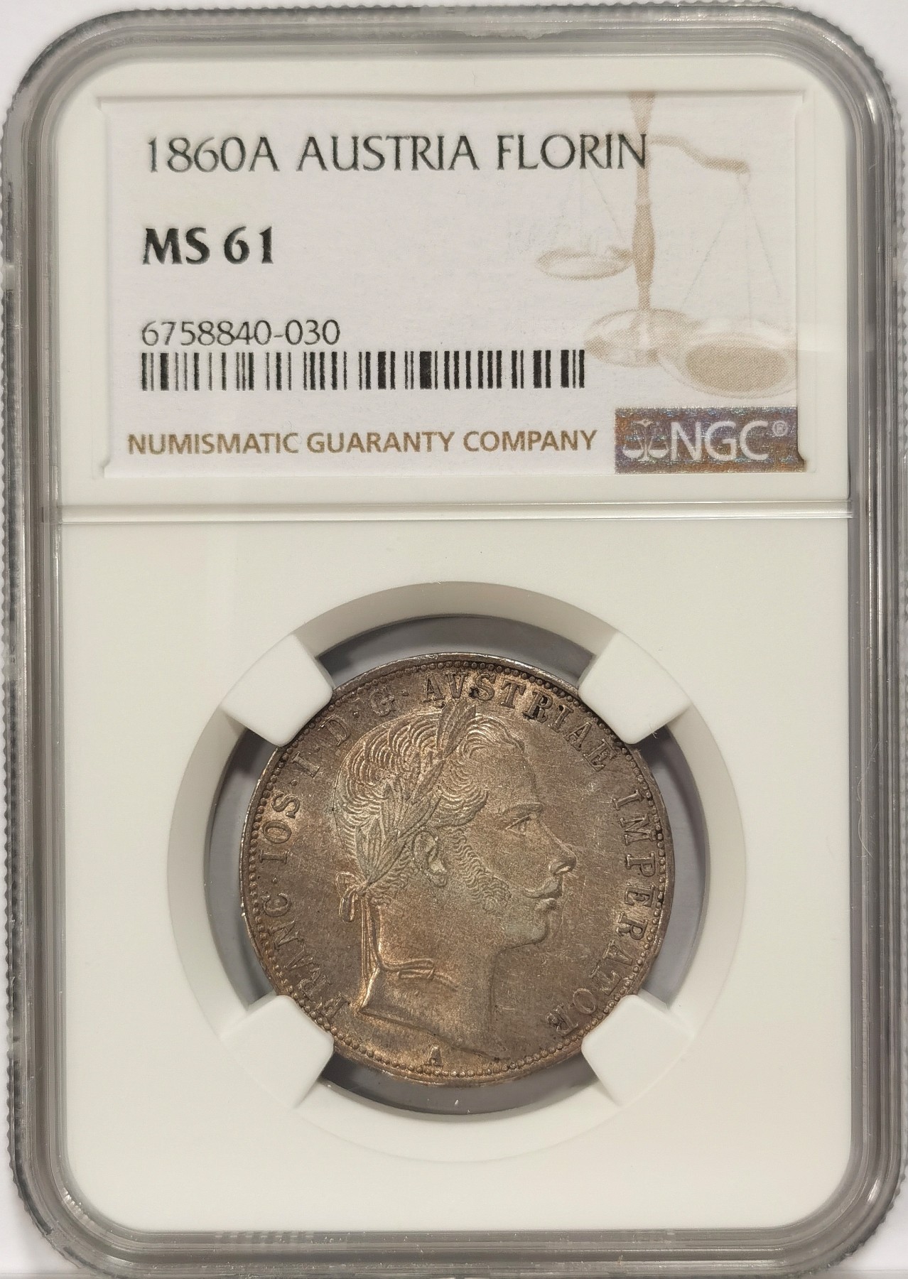博洋堂世界钱币拍卖第034期（全场包邮） NGC MS61 奥地利1860年佛罗林银币