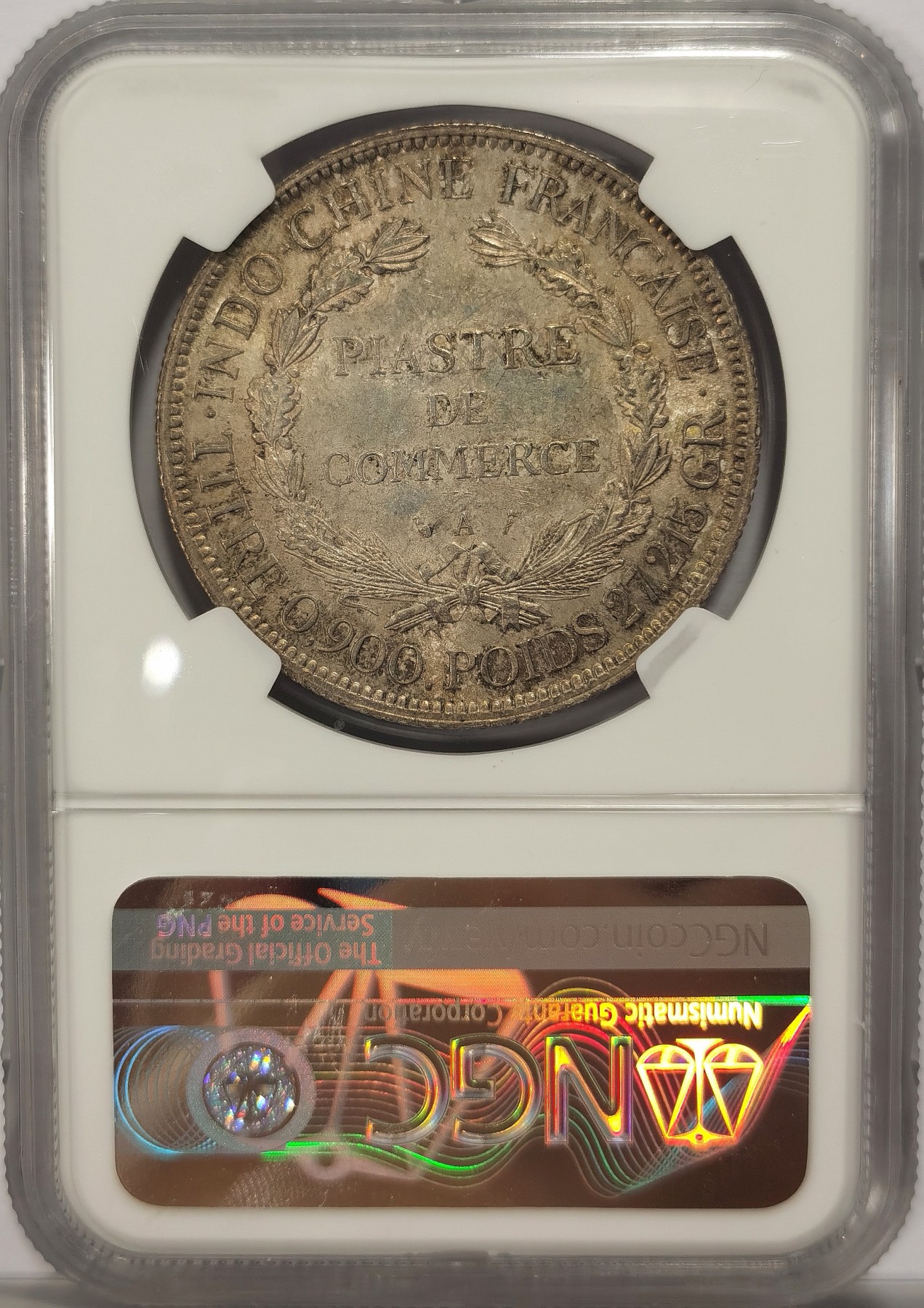 博洋堂世界钱币拍卖第034期（全场包邮） NGC MS61 法属印支坐洋1887年A版，早期加重坐洋，比1886少多了，顶级黄油五彩，N官网有高清图