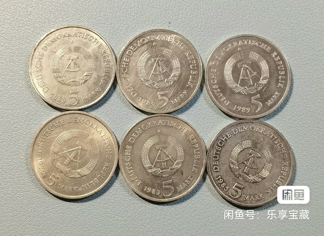 🎉🎊乐享宝藏💎💰~20230722专场 原民主德国5马克纪念币6枚~维滕伯格教堂、梅尔豪森玛丽亚教堂、茨维考圣凯瑟琳教堂、迈森市、马丁·路德的出生地：埃斯勒本、德累斯顿温茨格宫