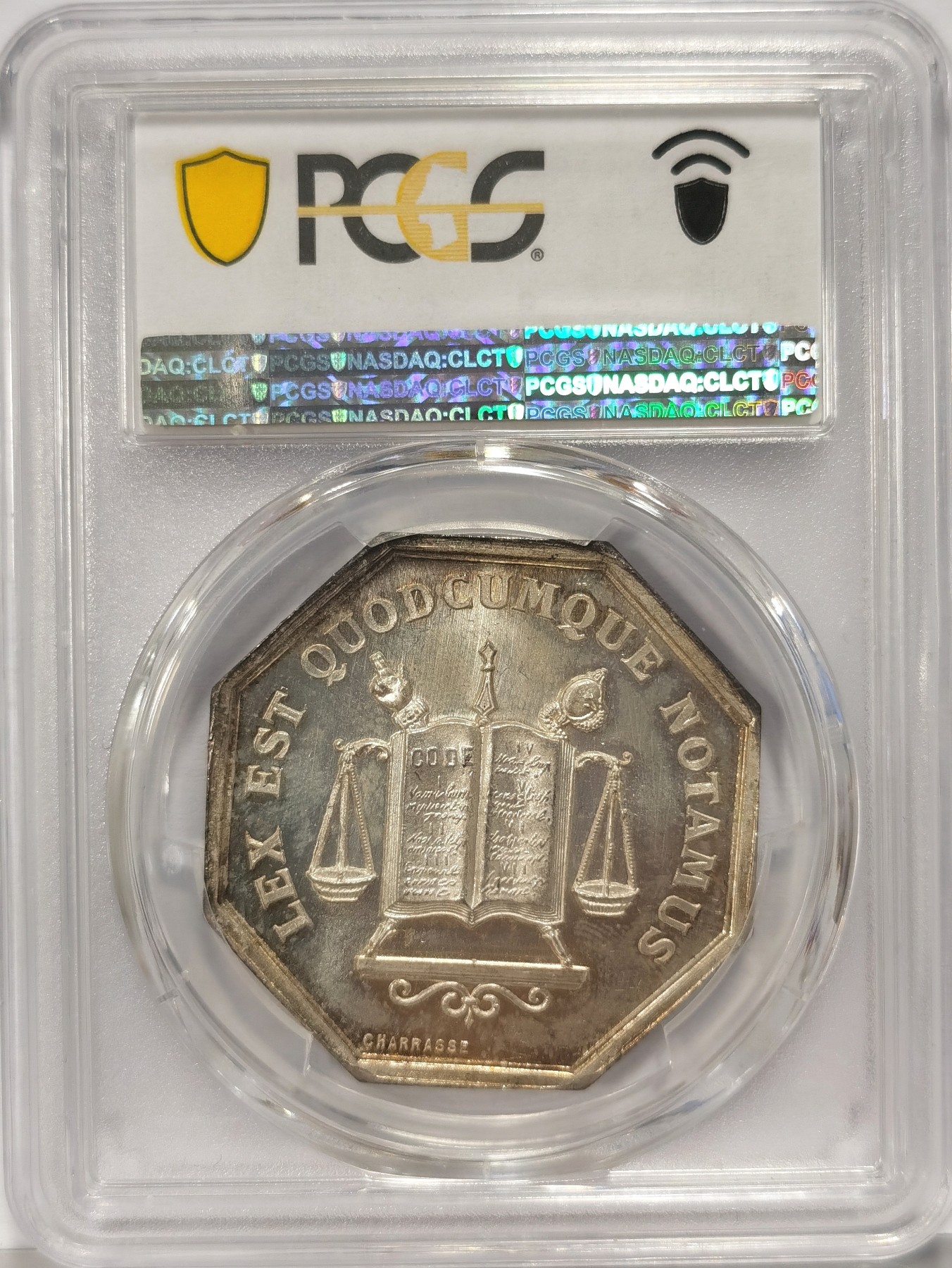博洋堂世界钱币拍卖第034期（全场包邮） PCGS SP64 法国1880年勃艮第公证人八角银章