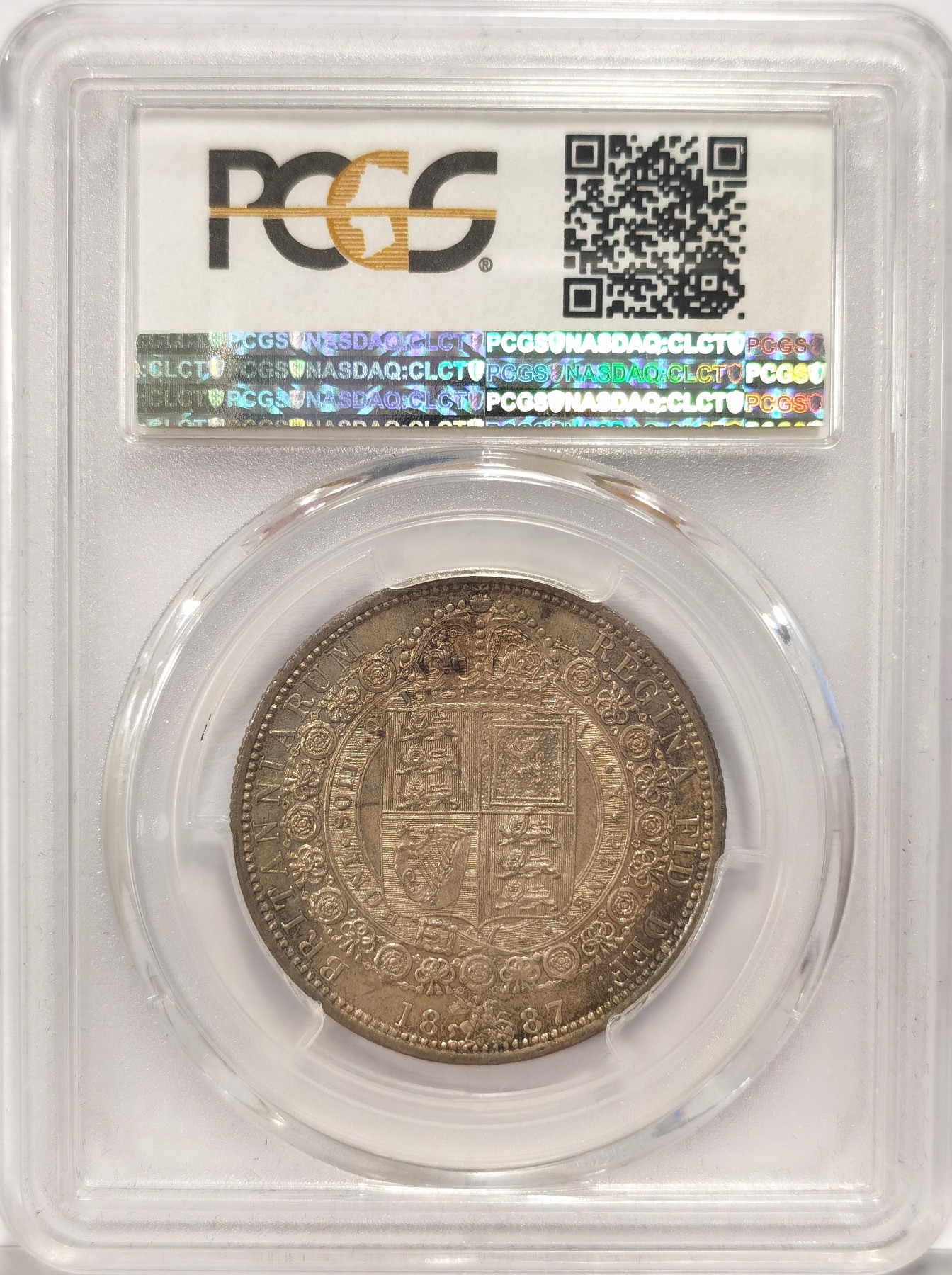博洋堂世界钱币拍卖第034期（全场包邮） PCGS MS64 英国1887年维多利亚高冠1/2克朗银币