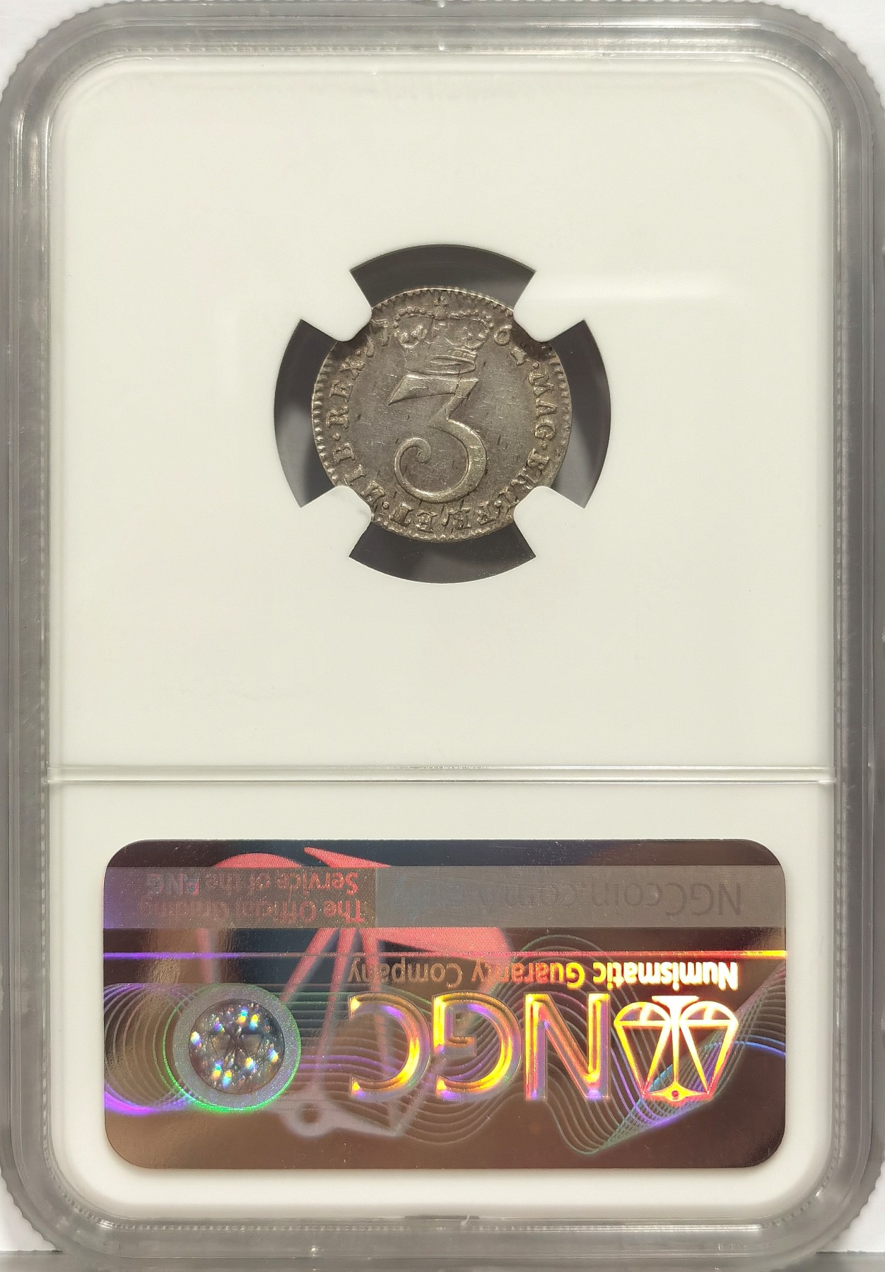 博洋堂世界钱币拍卖第034期（全场包邮） NGC AU50 英国1762年乔三3便士银币，濯足币