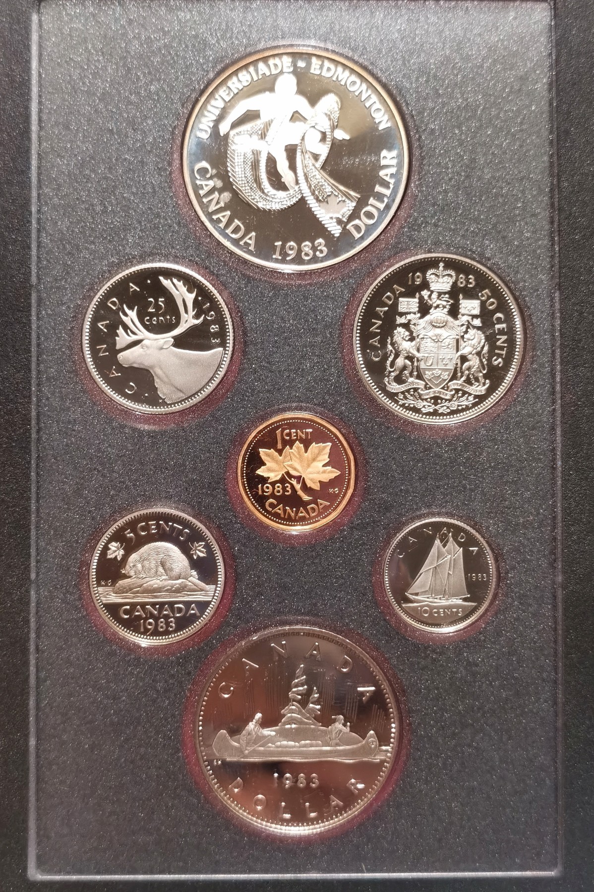 博洋堂世界钱币拍卖第034期（全场包邮） 1983年加拿大精制7枚套，最大的一枚是银币