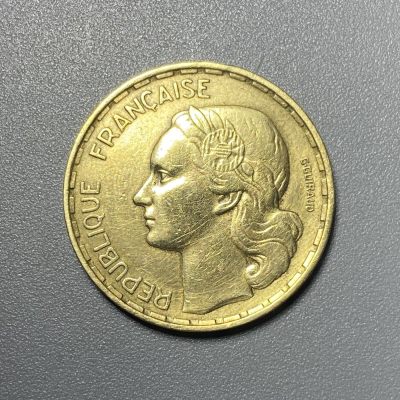 精品外国硬币专场0711 - 法国1953年50法郎女神/高卢雄鸡铜币全新美品
