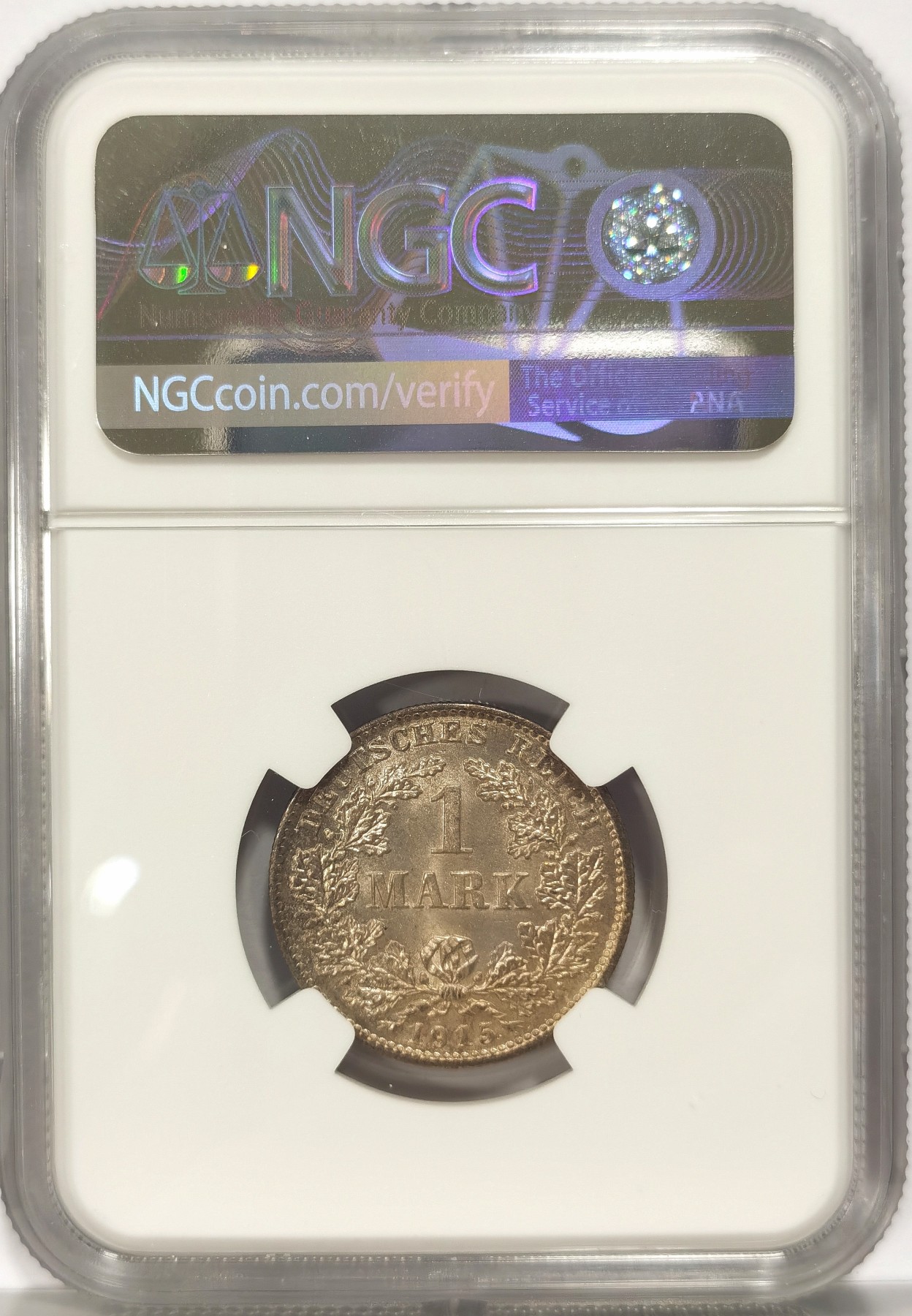 博洋堂世界钱币拍卖第034期（全场包邮） NGC MS65 1915年D版德国第二帝国1马克银币