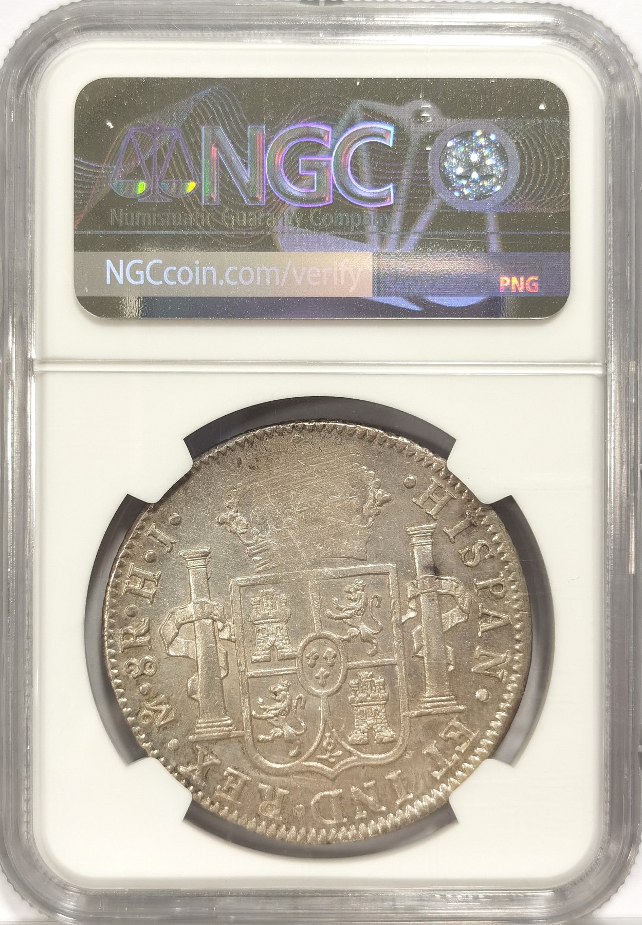 博洋堂世界钱币拍卖第034期（全场包邮） NGC MS60 墨西哥费迪南七世过渡双柱 MO 1810 8里亚尔 高光底板好 有点低评 目前价值洼地