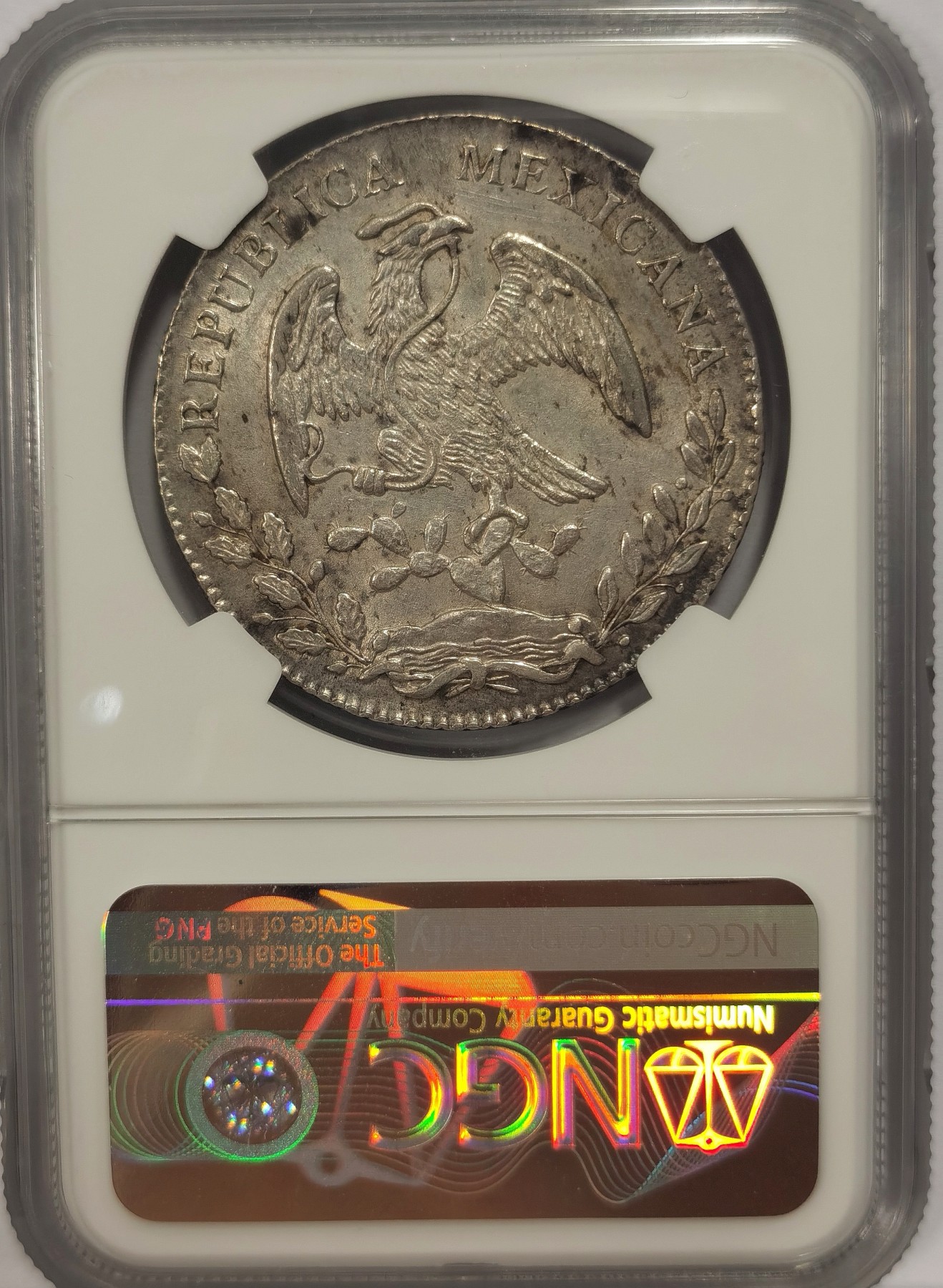 博洋堂世界钱币拍卖第034期（全场包邮） NGC MS61 墨西哥1874年CA MM版花边鹰洋，4显得比前面三个数字小，MS少见