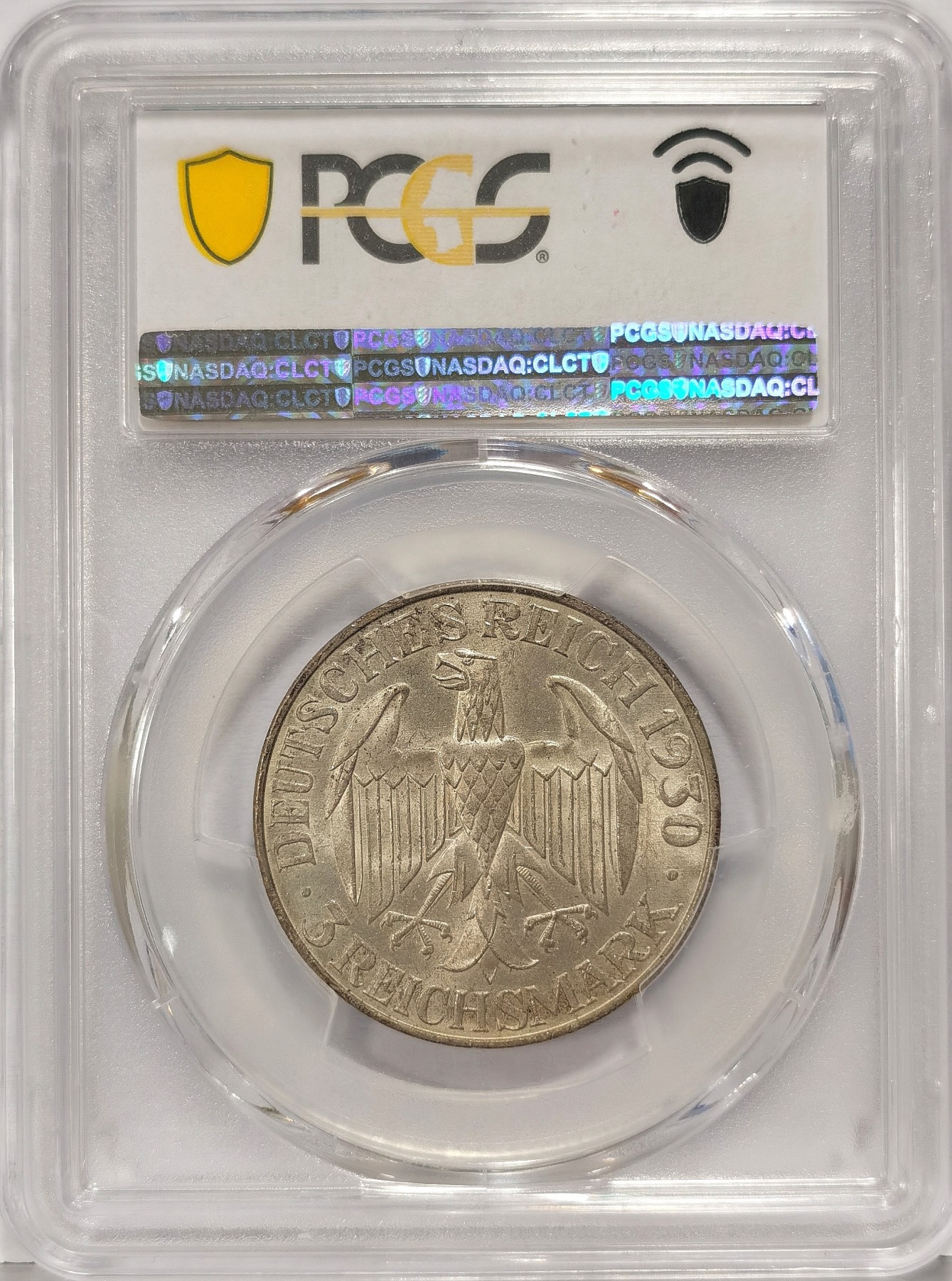 博洋堂世界钱币拍卖第034期（全场包邮） PCGS MS65 德国魏玛1930年齐柏林飞艇环游世界纪念3马克银币，高分好味道