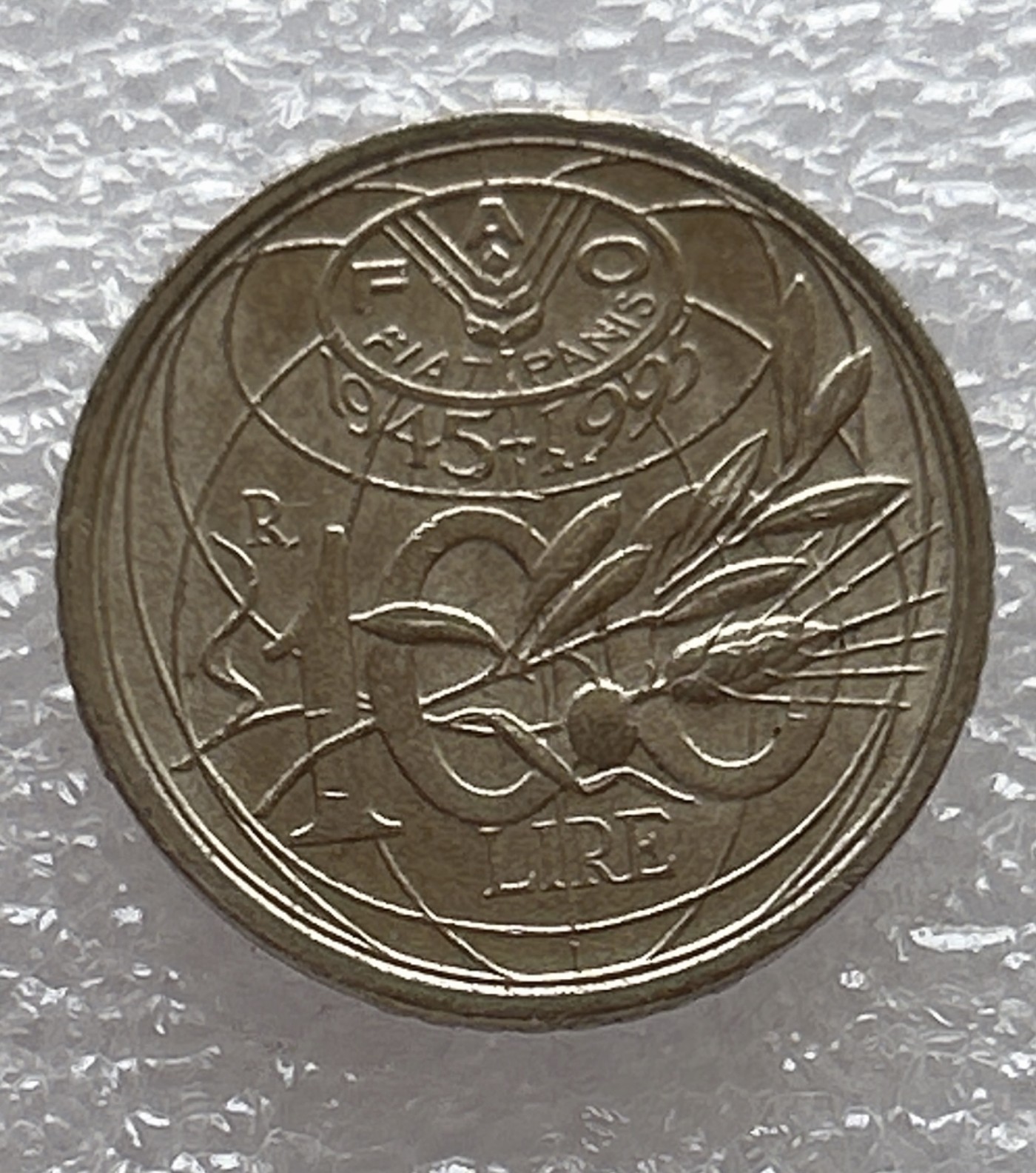 全场一元起拍 世界钱币散币场 第6期 意大利1995年100里拉FAO纪念币世界粮农组织1945-1995年