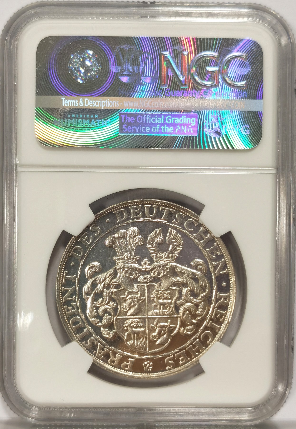 博洋堂世界钱币拍卖第034期（全场包邮） NGC PF63CAM 1928年德国兴登堡5马克精制币型章，伯恩哈特