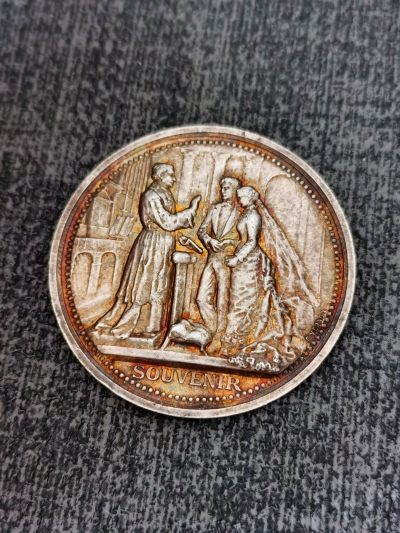 欧洲钱币章牌专场【16】 - 法早期国婚礼银章 稀有大版婚章