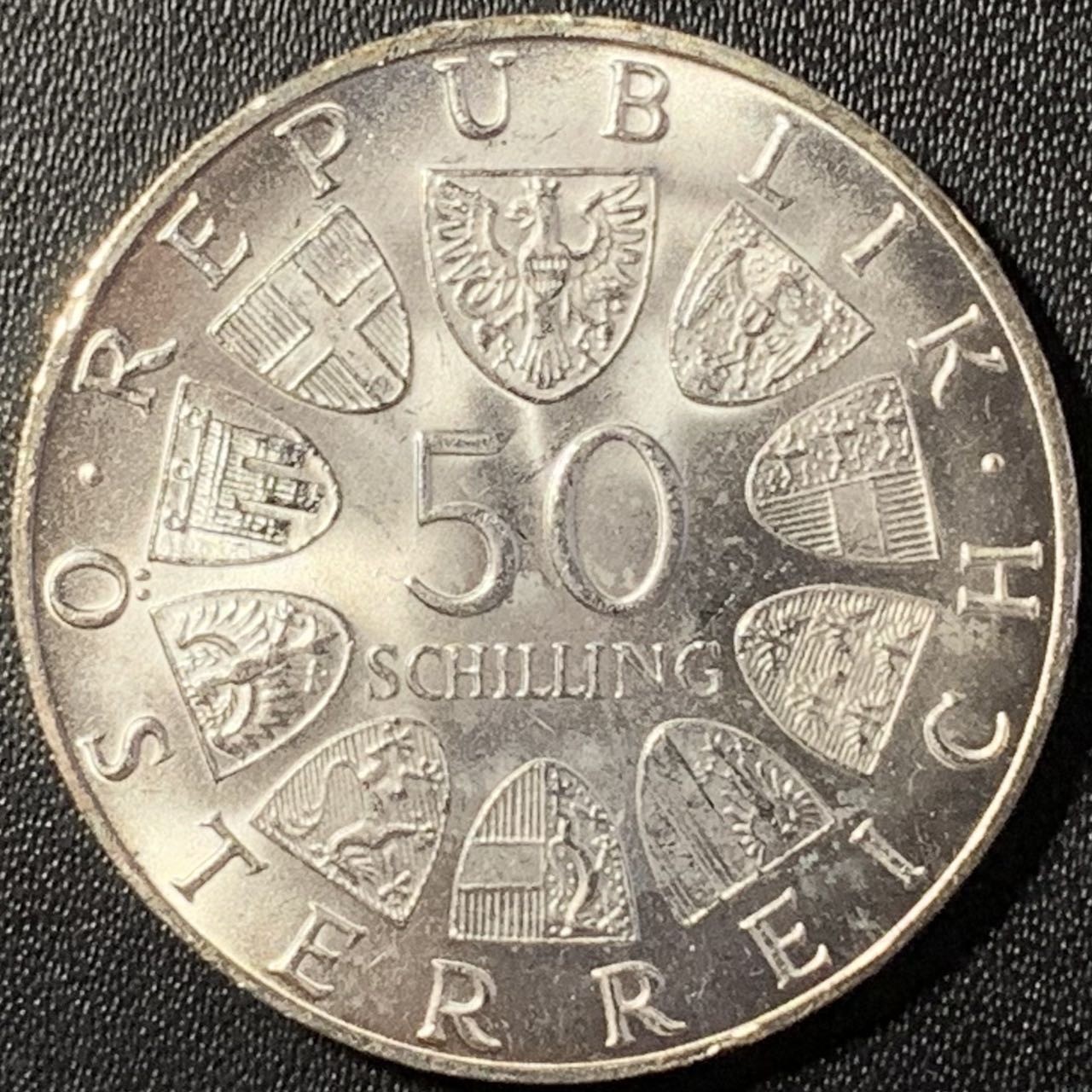 紫瑗钱币——第288期拍卖 奥地利 1968年 第二共和国建国50周年 50先令 20克 0.9银 UNC