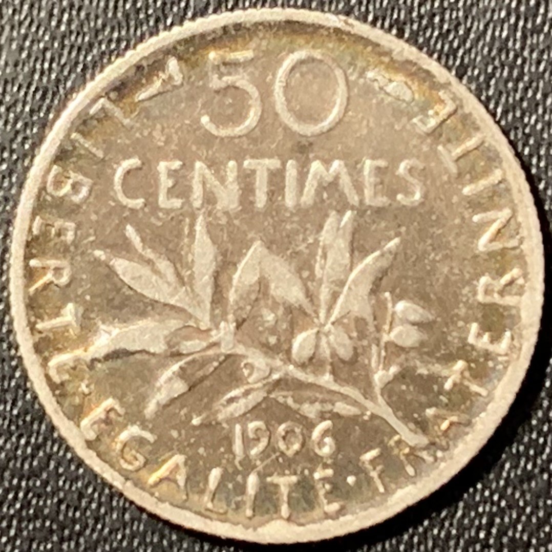 紫瑗钱币——第288期拍卖 法国 1906年 播种女神 50分 2.5克 0.835银