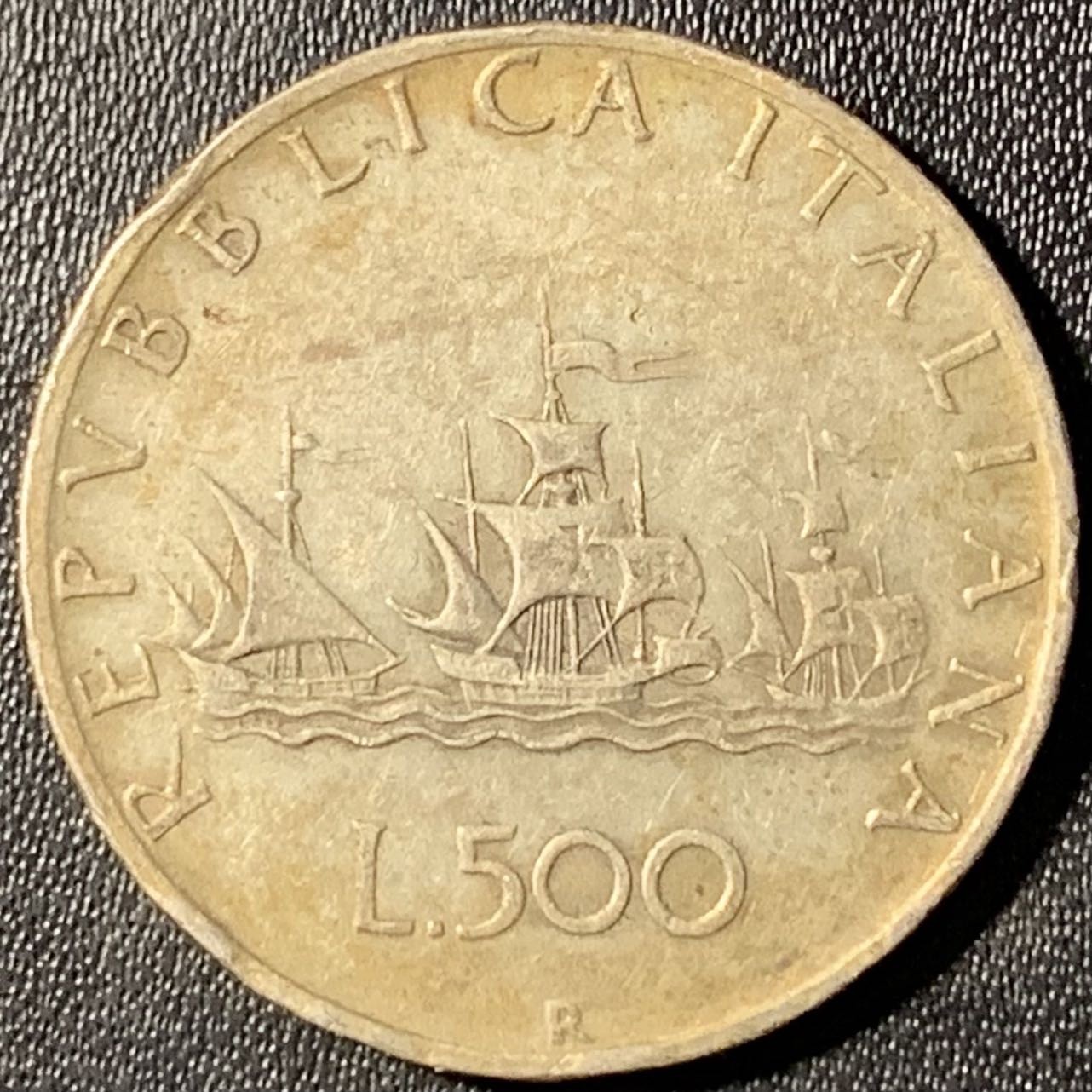紫瑗钱币——第307期拍卖 意大利 1961年 少女与帆船 500里拉 11克 0.835银