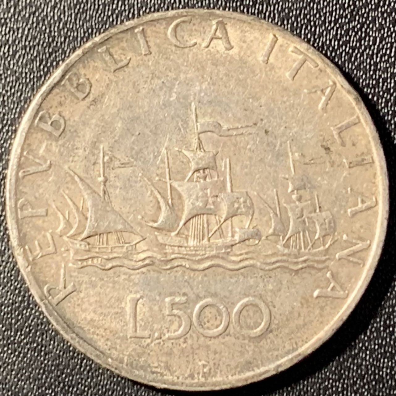 紫瑗钱币——第307期拍卖 意大利 1958年 少女与帆船 500里拉 11克 0.835银