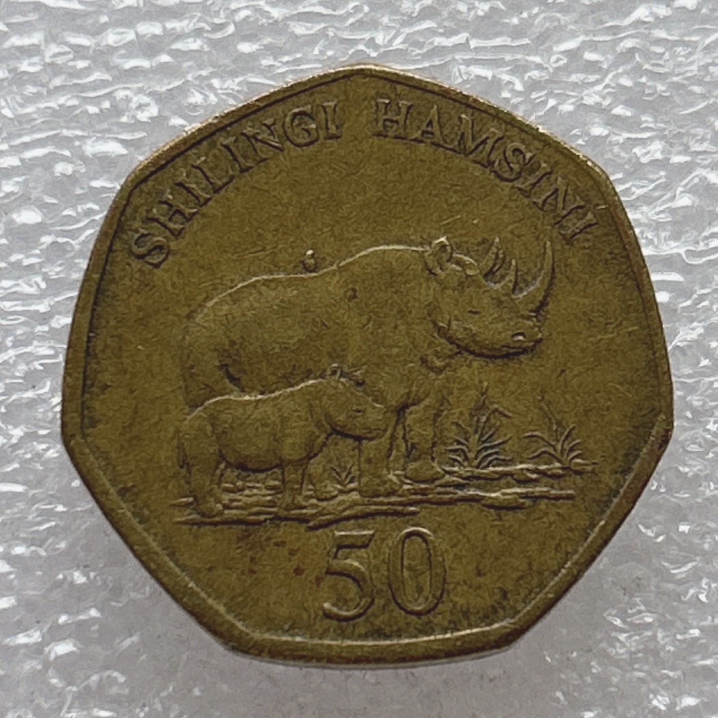 全场一元起拍 世界钱币散币场 第6期 2015年 坦桑尼亚50先令异形币 犀牛