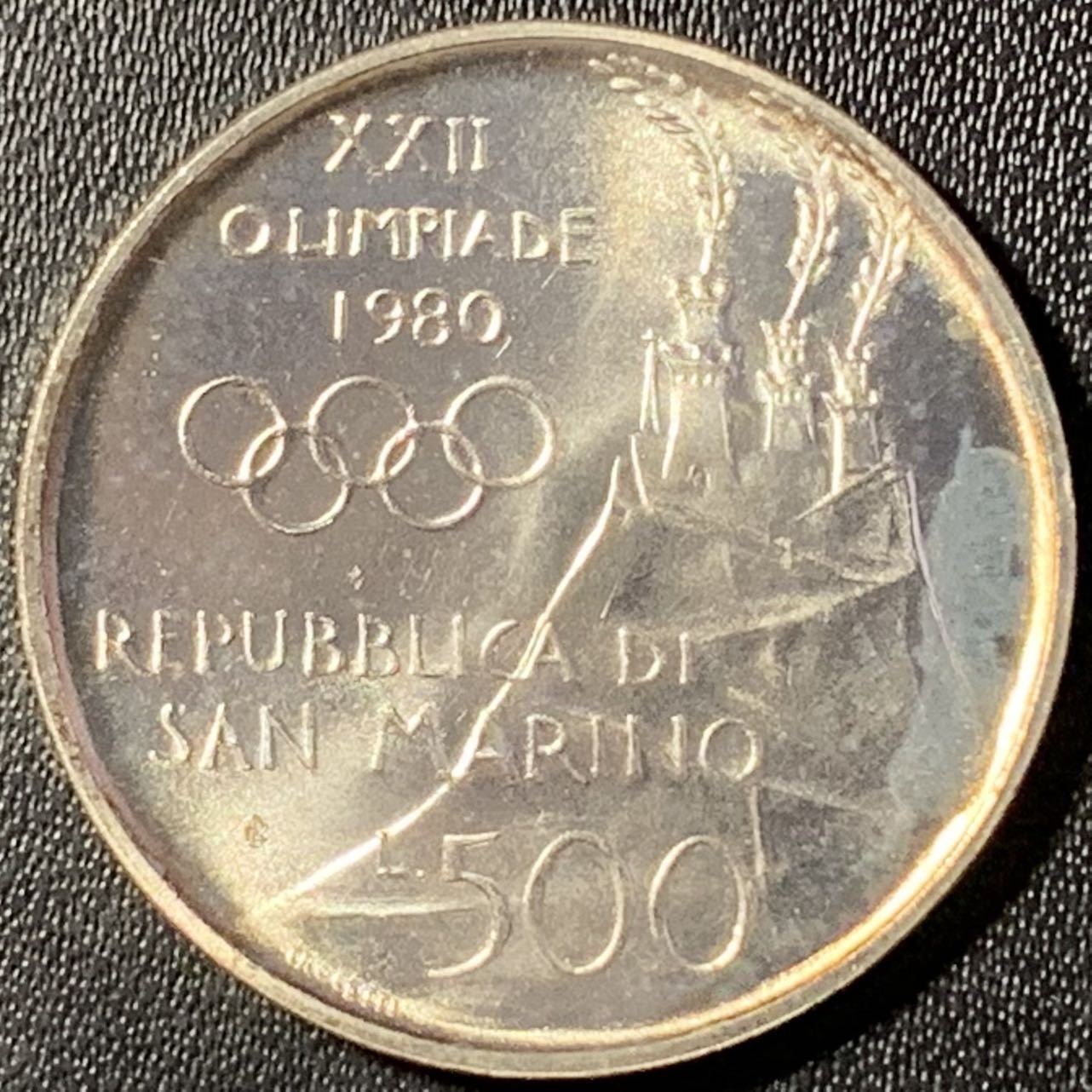 紫瑗钱币——第288期拍卖 圣马力诺 1980年 莫斯科奥运会 拳击 500里拉 11克 0.835银 UNC