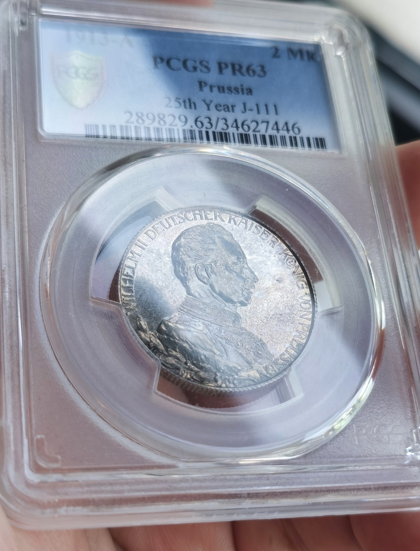 博洋堂世界钱币拍卖第034期（全场包邮） PCGS PR63 德国1913年威廉二世戎装精制2马克，打制深峻镜面感强烈
