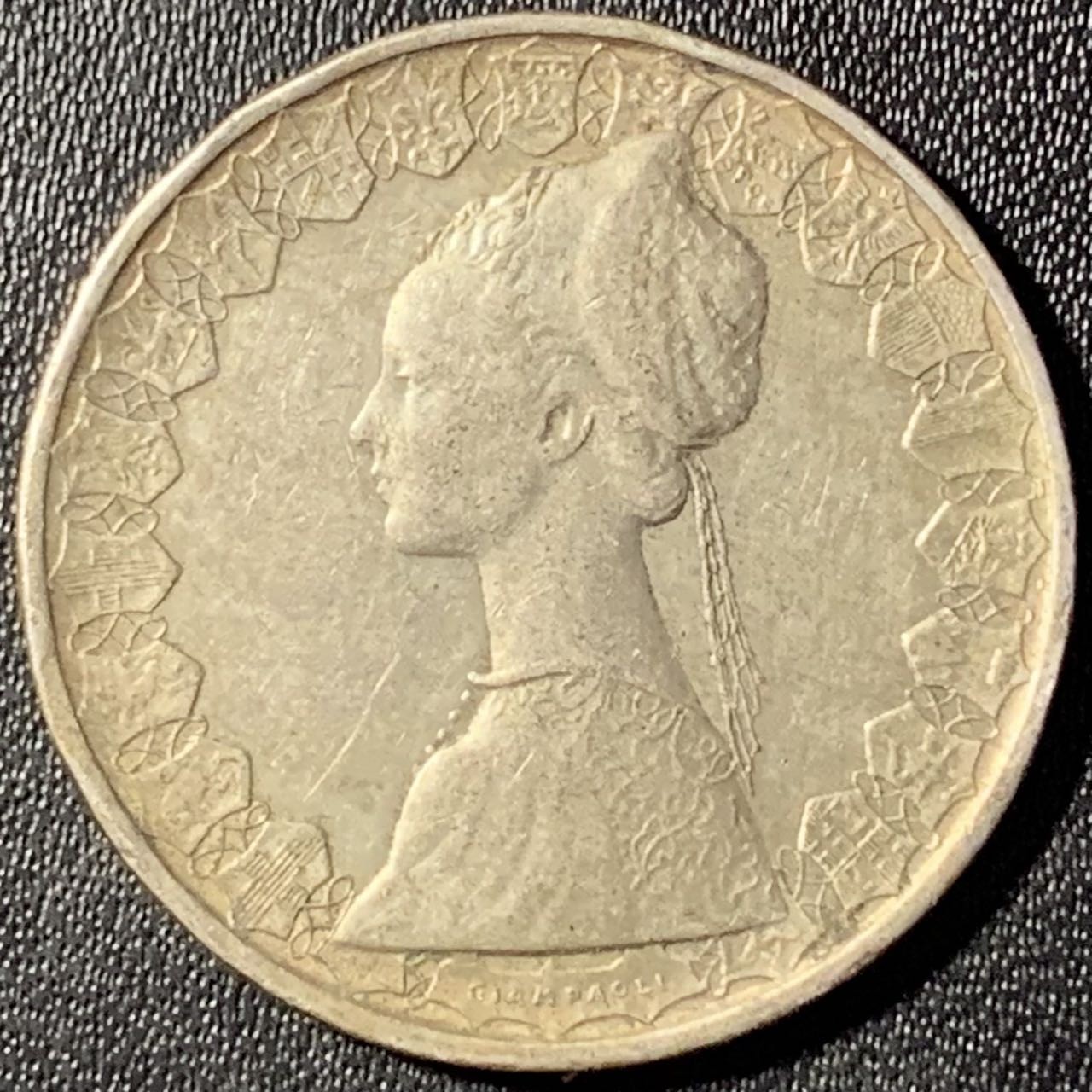 紫瑗钱币——第307期拍卖 意大利 1961年 少女与帆船 500里拉 11克 0.835银