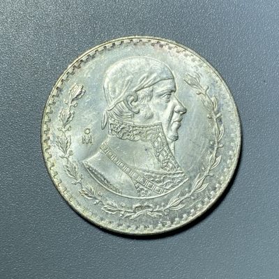 回流银币、硬币专场0714 - 墨西哥1965年1比索独立战争领袖莫雷洛斯银币，好品低银大银币 银