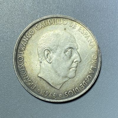 回流银币、硬币专场0714 - 西班牙1966年100比塞塔大银币 独裁者弗朗哥 原味酱彩保存完好