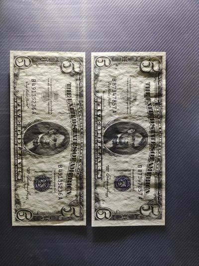Unc 美国纸币 1953年 5美金纸币 银币券 - Unc 美国纸币 1953年 5美金纸币 银币券