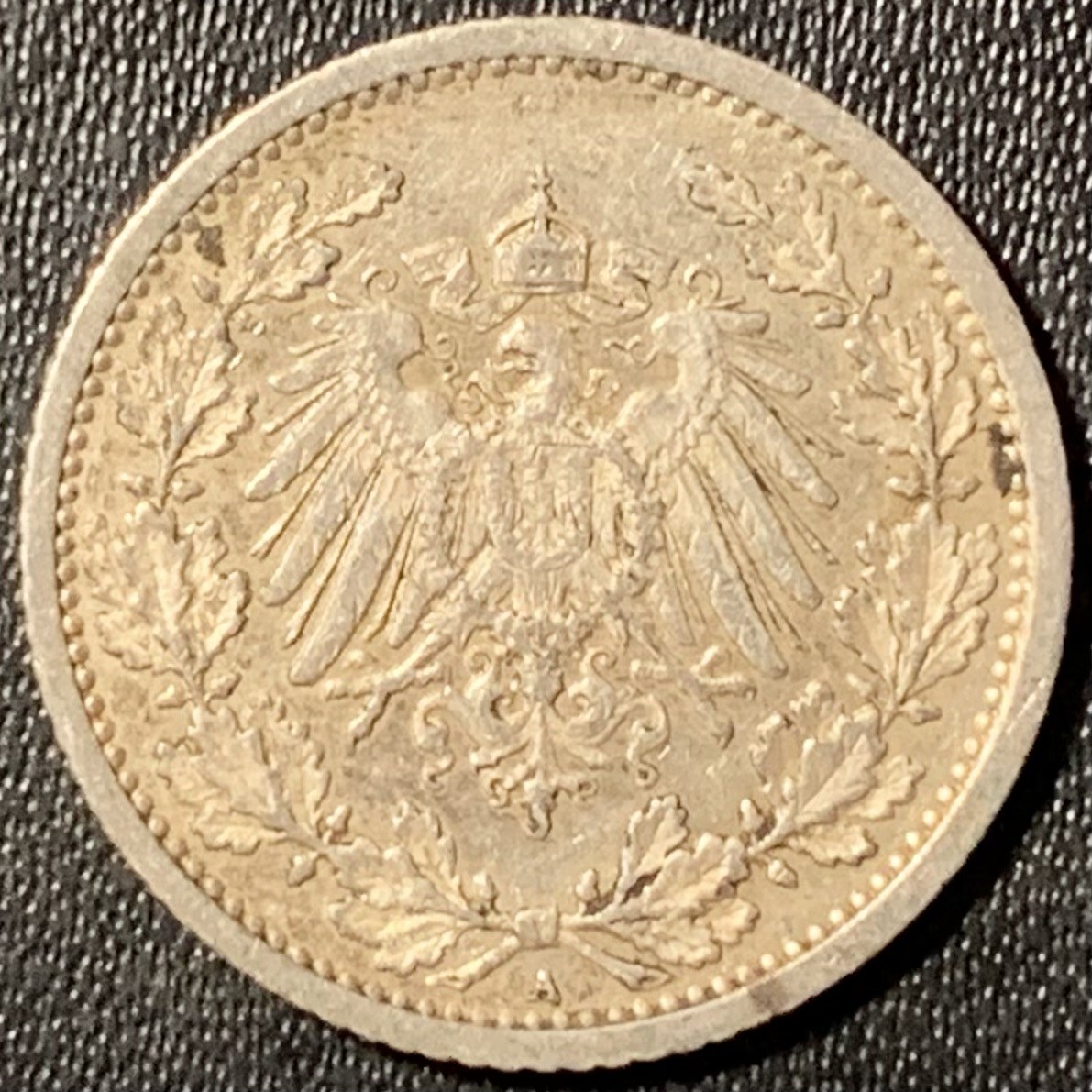 紫瑗钱币——第307期拍卖 德国 1913年 A版 第二帝国 1/2马克 银币 2.77克 0.9银