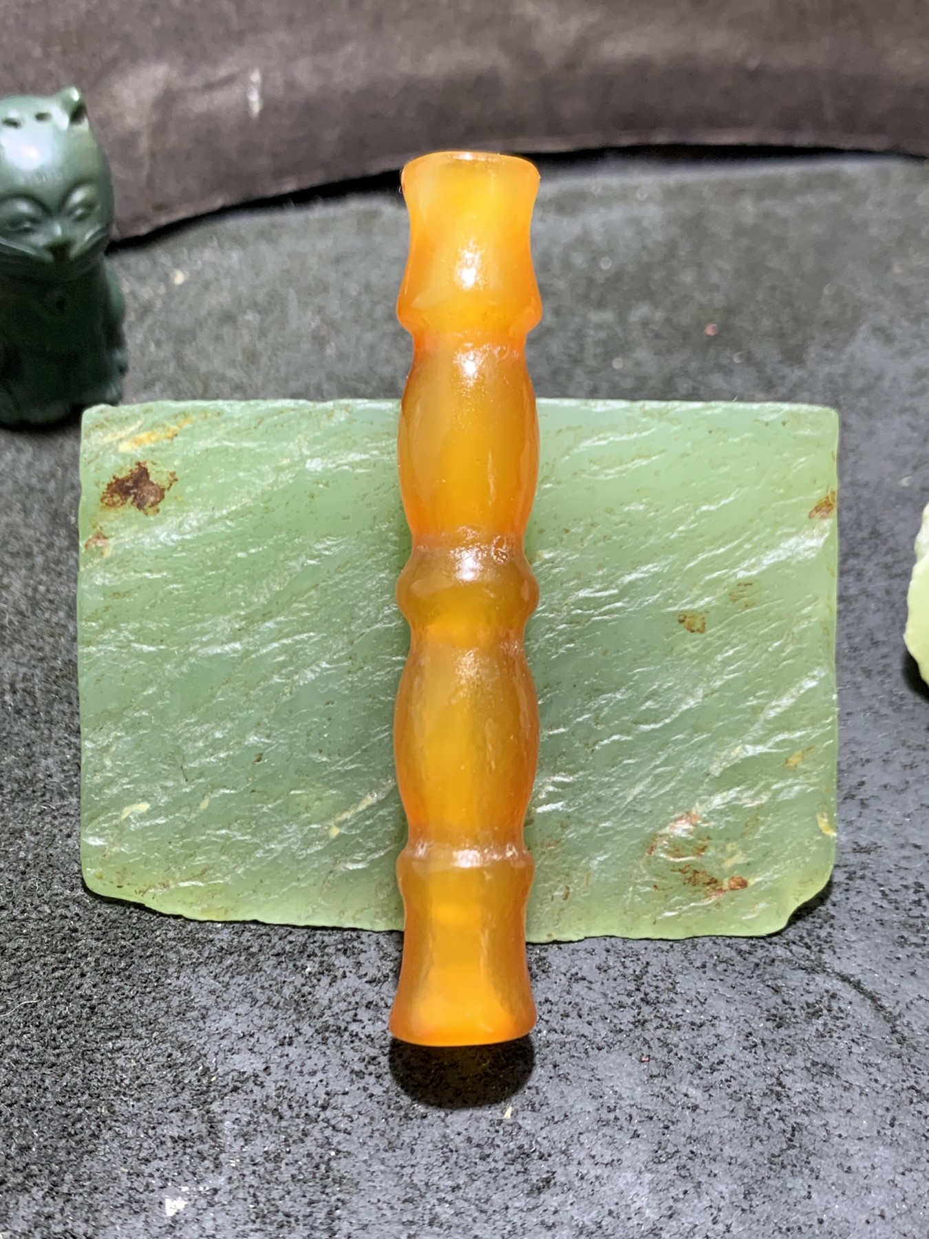 精美风化纹高玉化竹节大桶珠一颗